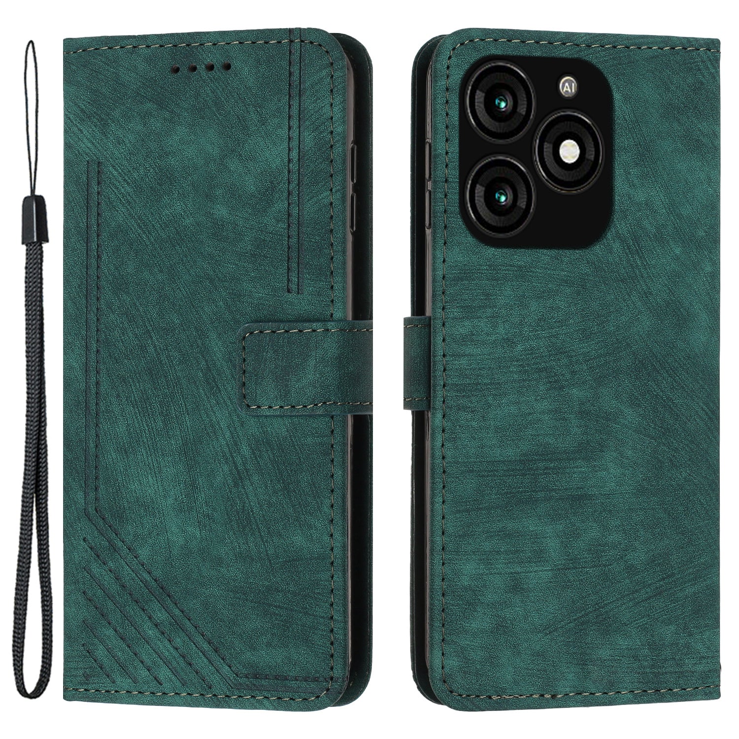 For Transsion Tecno Spark 20 Skin Touch Wallet Case PU Leather Stand Flip Phone Cover - Brown