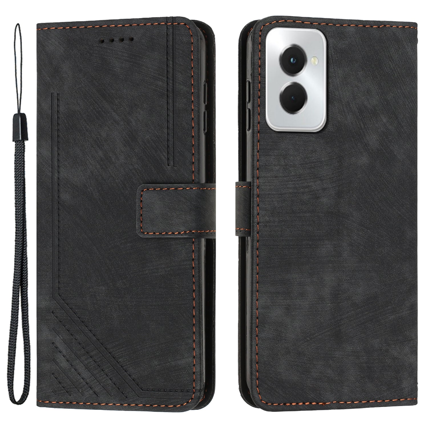 For Motorola Moto G Power (2024) Leather Case Line Imprinted Phone Cover Skin-Feel Texture - Purple