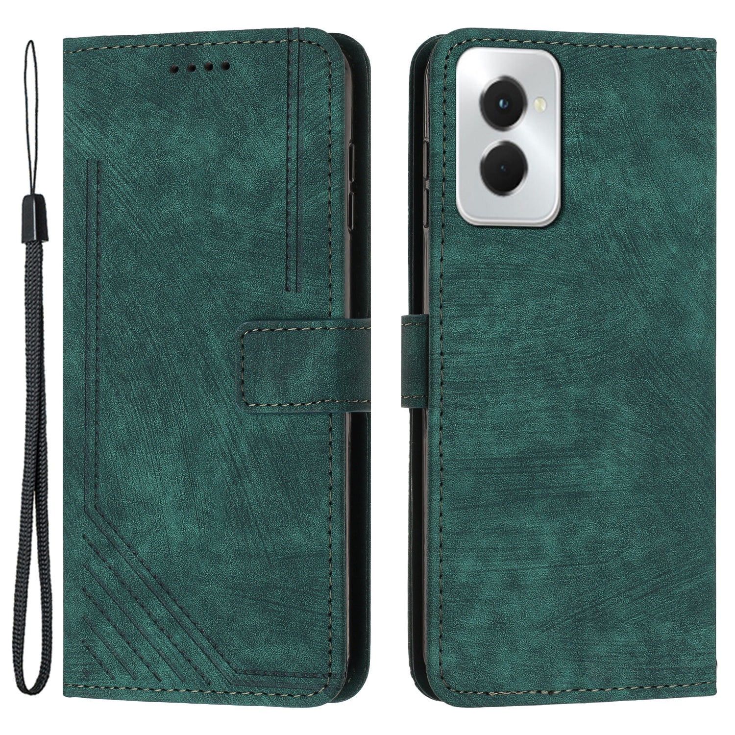 For Motorola Moto G Power (2024) Leather Case Line Imprinted Phone Cover Skin-Feel Texture - Purple