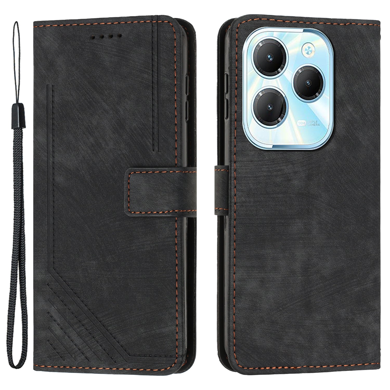 For Transsion Infinix Hot 40 / Hot 40 Pro PU Leather Flip Cover Wallet Phone Case Stand Function - Black