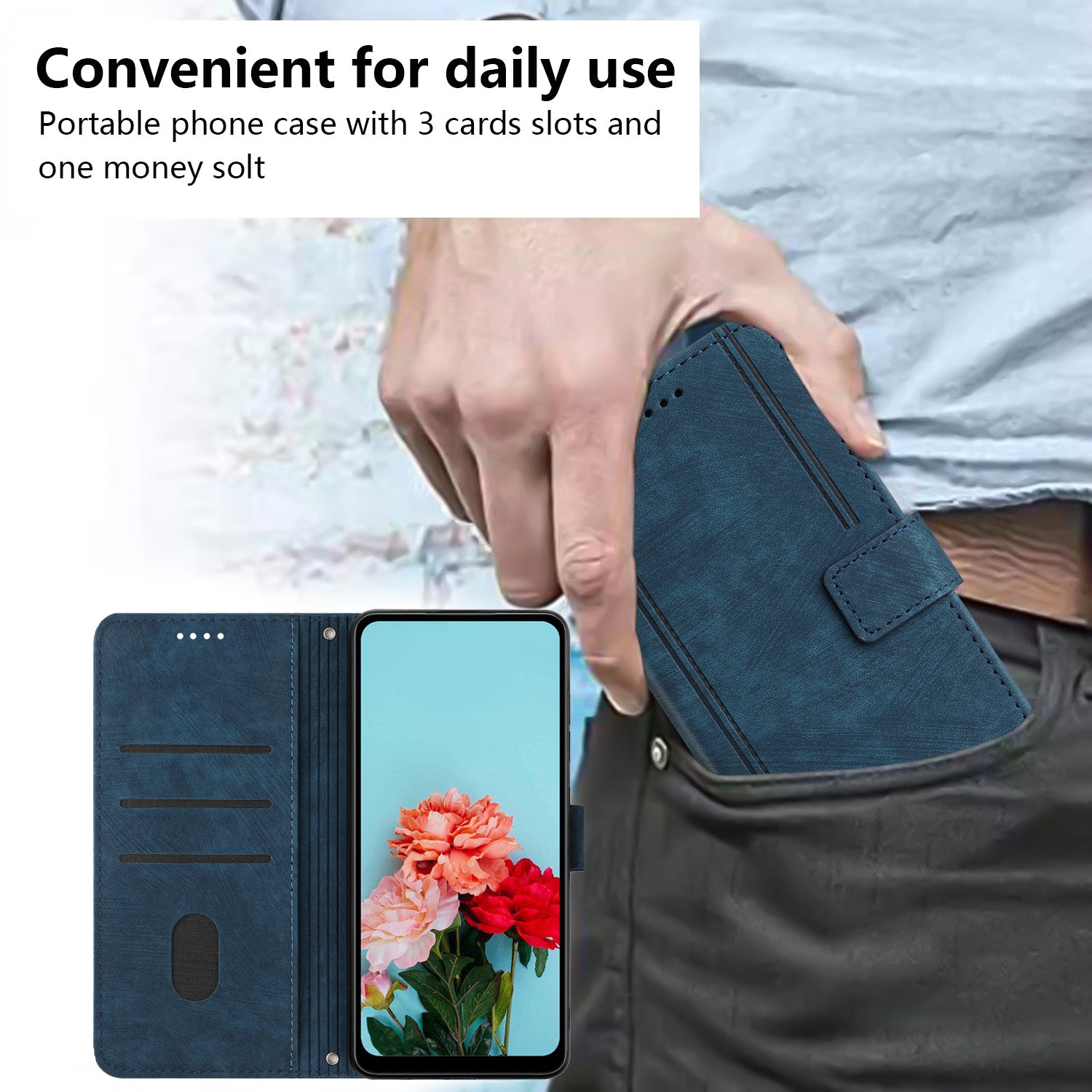 For Transsion Tecno Spark Go 2024 / Spark 20C / Pop 8 Phone Case Skin Touch Feeling Leather Cover - Sapphire