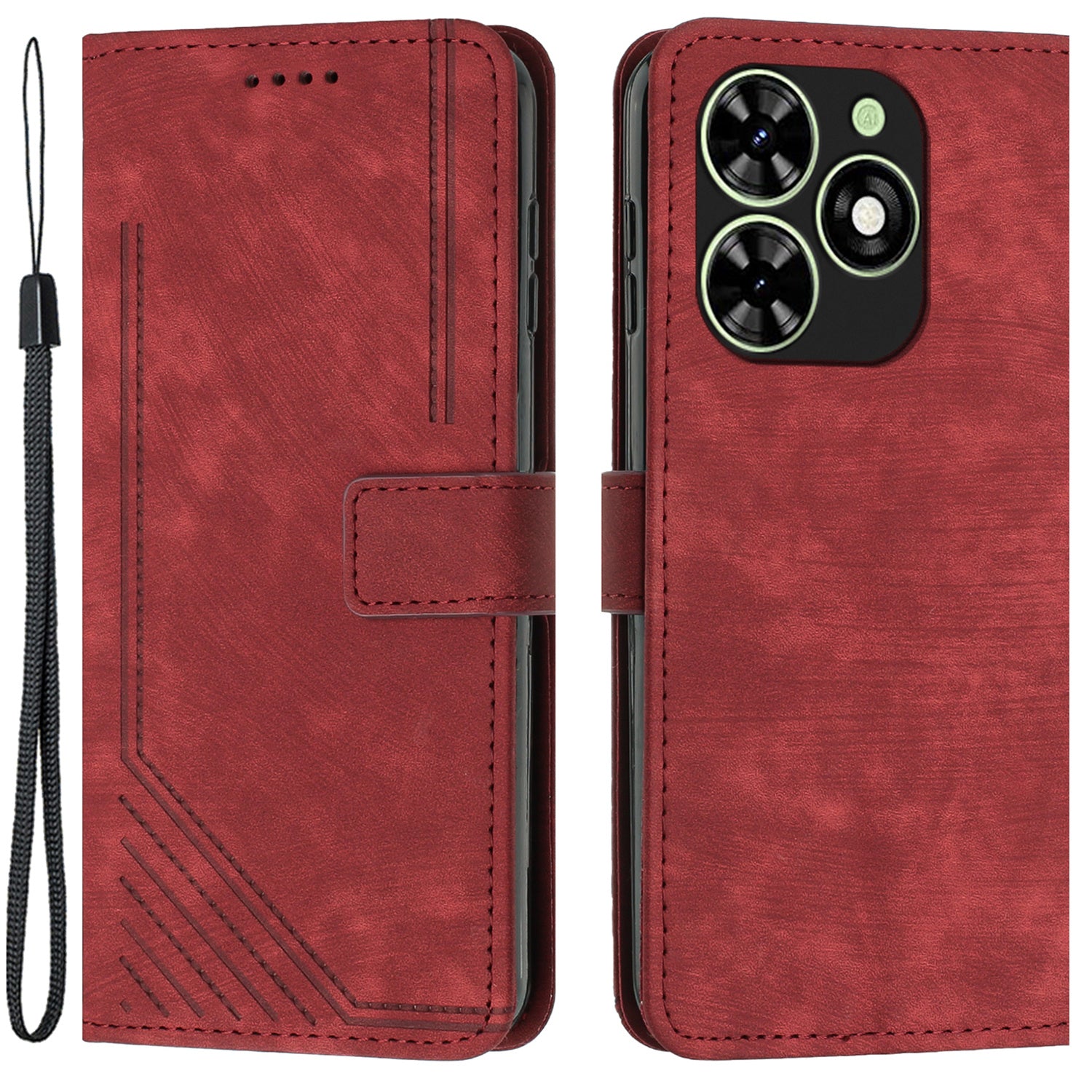 For Transsion Tecno Spark Go 2024 / Spark 20C / Pop 8 Phone Case Skin Touch Feeling Leather Cover - Sapphire