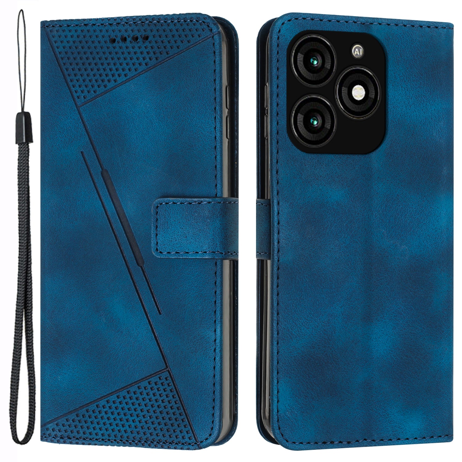 For Transsion Tecno Spark 20 Case Wallet Shockproof PU Leather Phone Cover - Sapphire