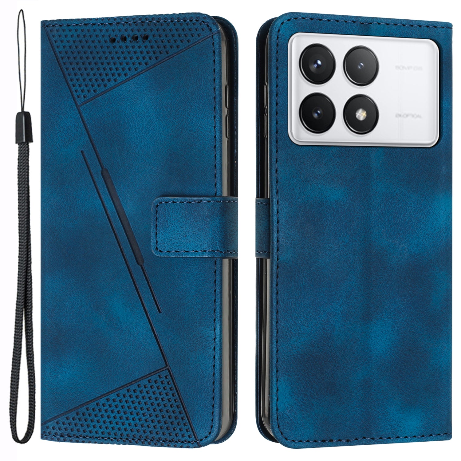For Xiaomi Redmi K70E 5G / Poco X6 Pro 5G Leather Wallet Case Stand View Phone Cover Triangle Pattern Imprinted - Purple