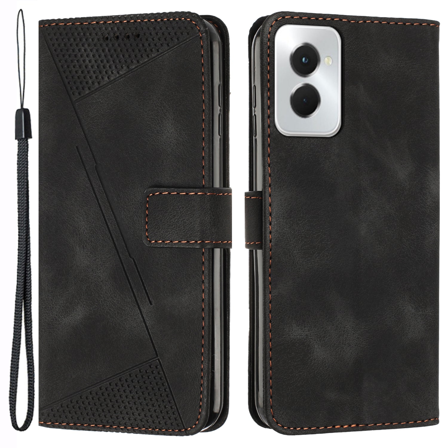 For Motorola Moto G Power (2024) Phone Case Magnetic Closure Flip Leather Cover - Black