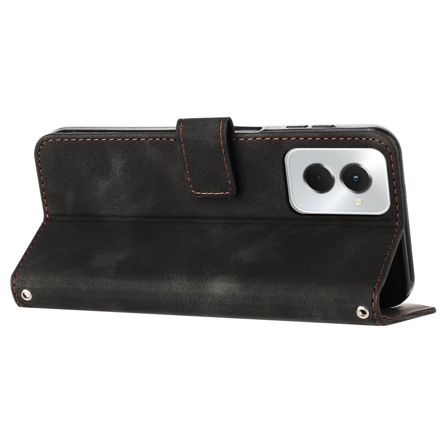 For Motorola Moto G Power (2024) Phone Case Magnetic Closure Flip Leather Cover - Black