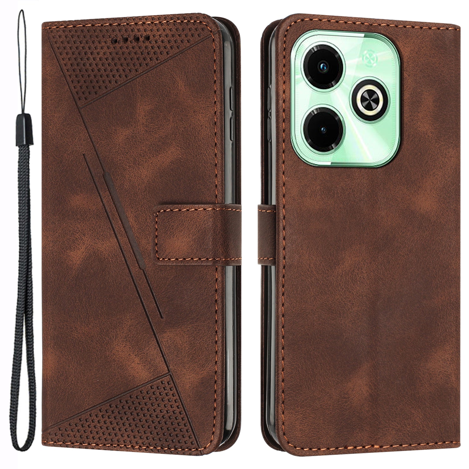 For Transsion Infinix Hot 40i Leather Wallet Phone Case Card Holder TPU Inner Shell Cover - Brown