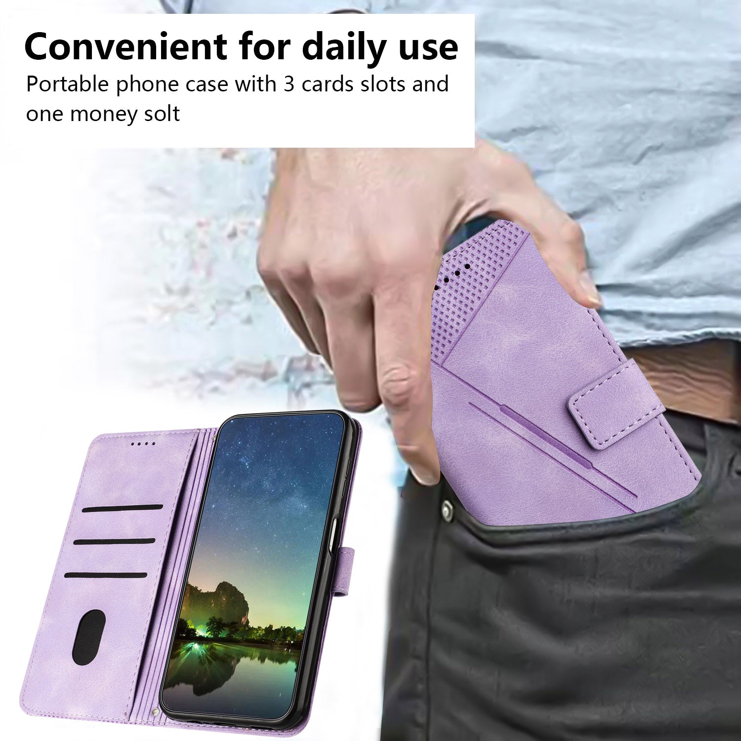 For Transsion itel A70 Phone Case Wallet PU Leather Flip Triangle Pattern Cover - Purple