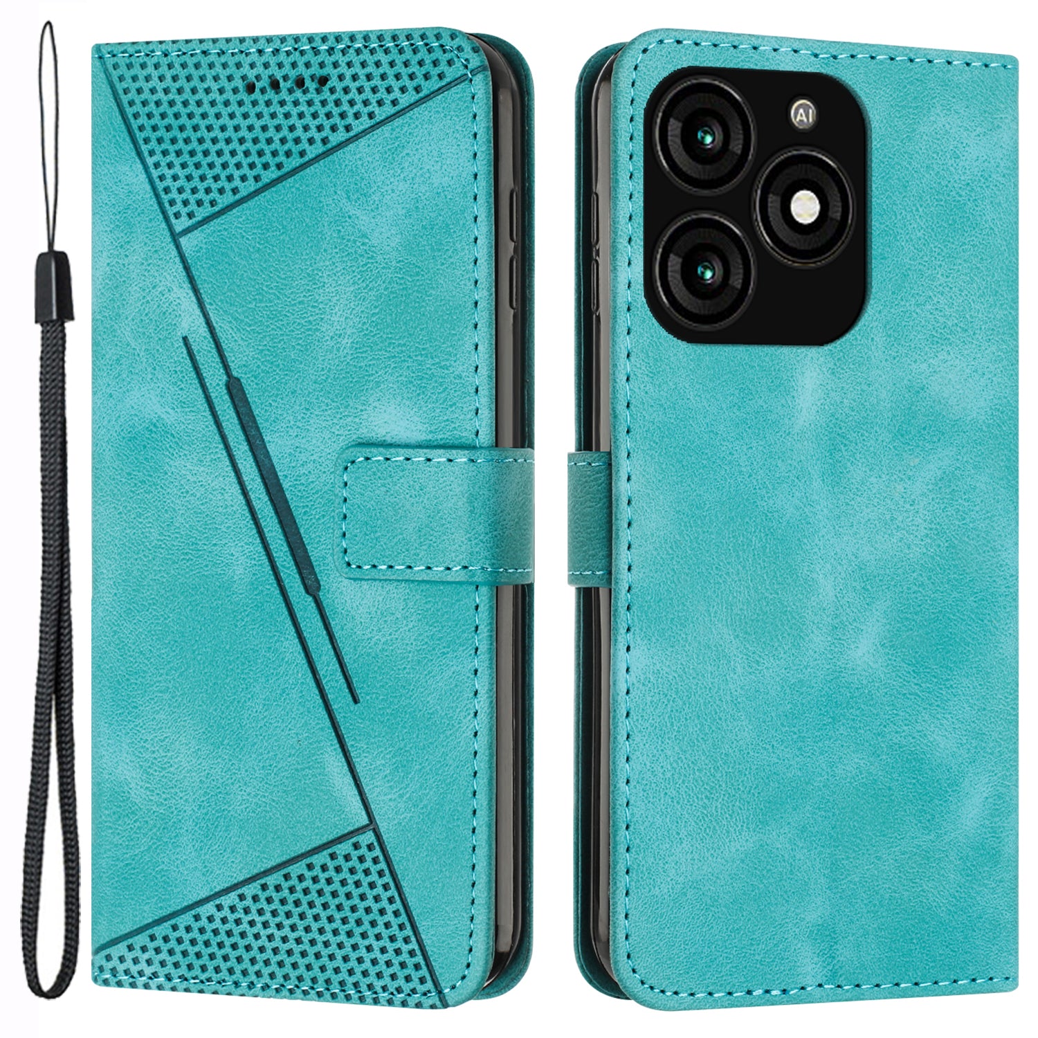 For Transsion itel A70 Phone Case Wallet PU Leather Flip Triangle Pattern Cover - Purple