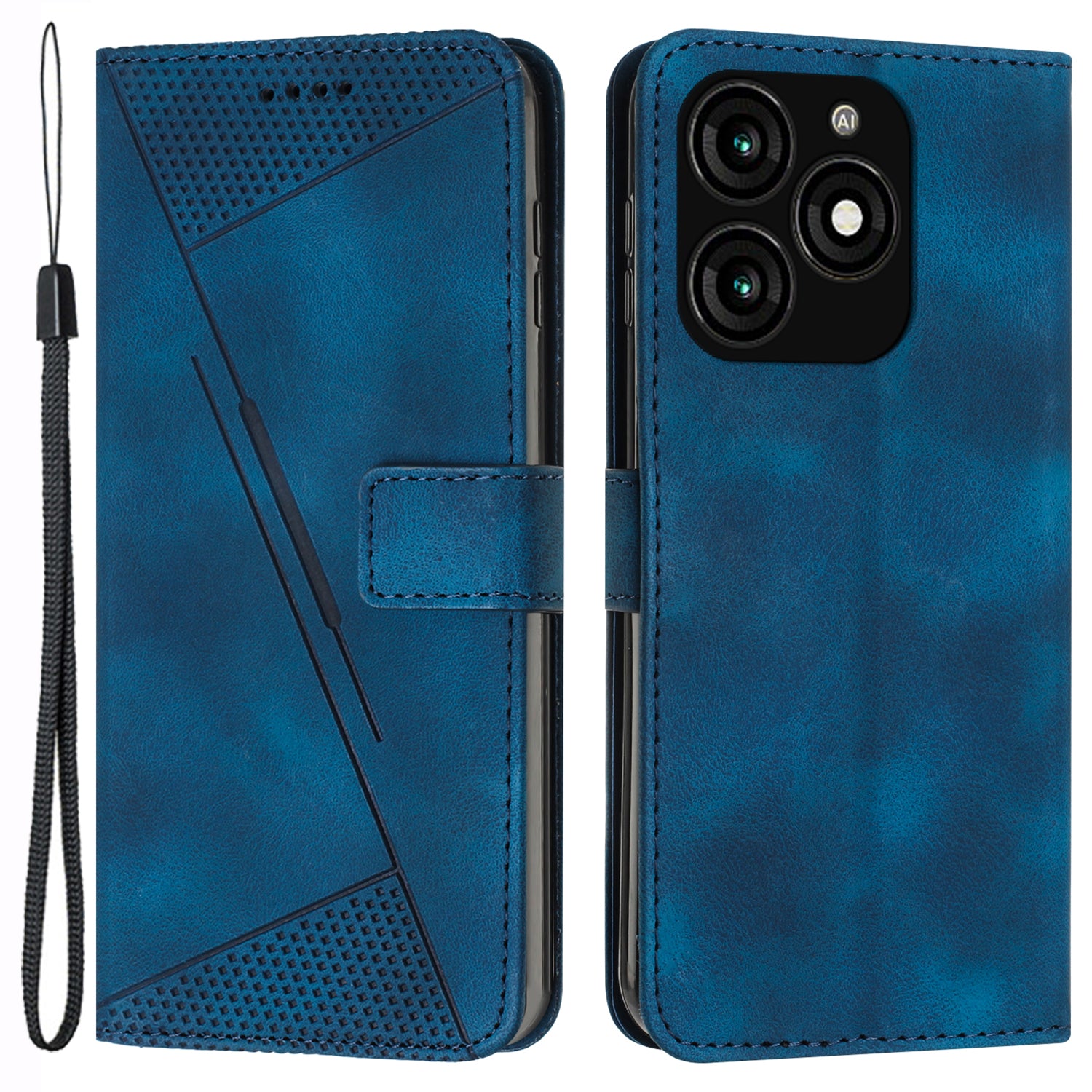 For Transsion itel A70 Phone Case Wallet PU Leather Flip Triangle Pattern Cover - Purple