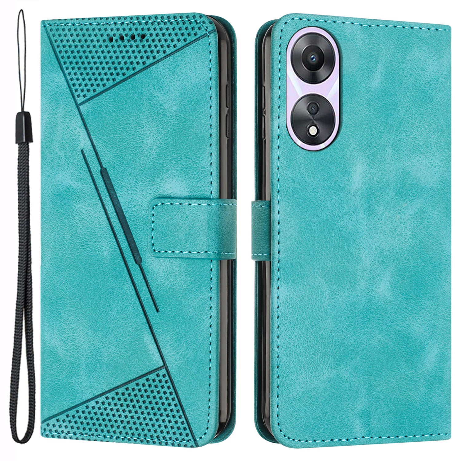 For Oppo A58 5G / A58x 5G / A78 5G / A1x 5G / A1 Vitality Edition / A2x 5G Phone Case Leather Folio Flip Cover - Green