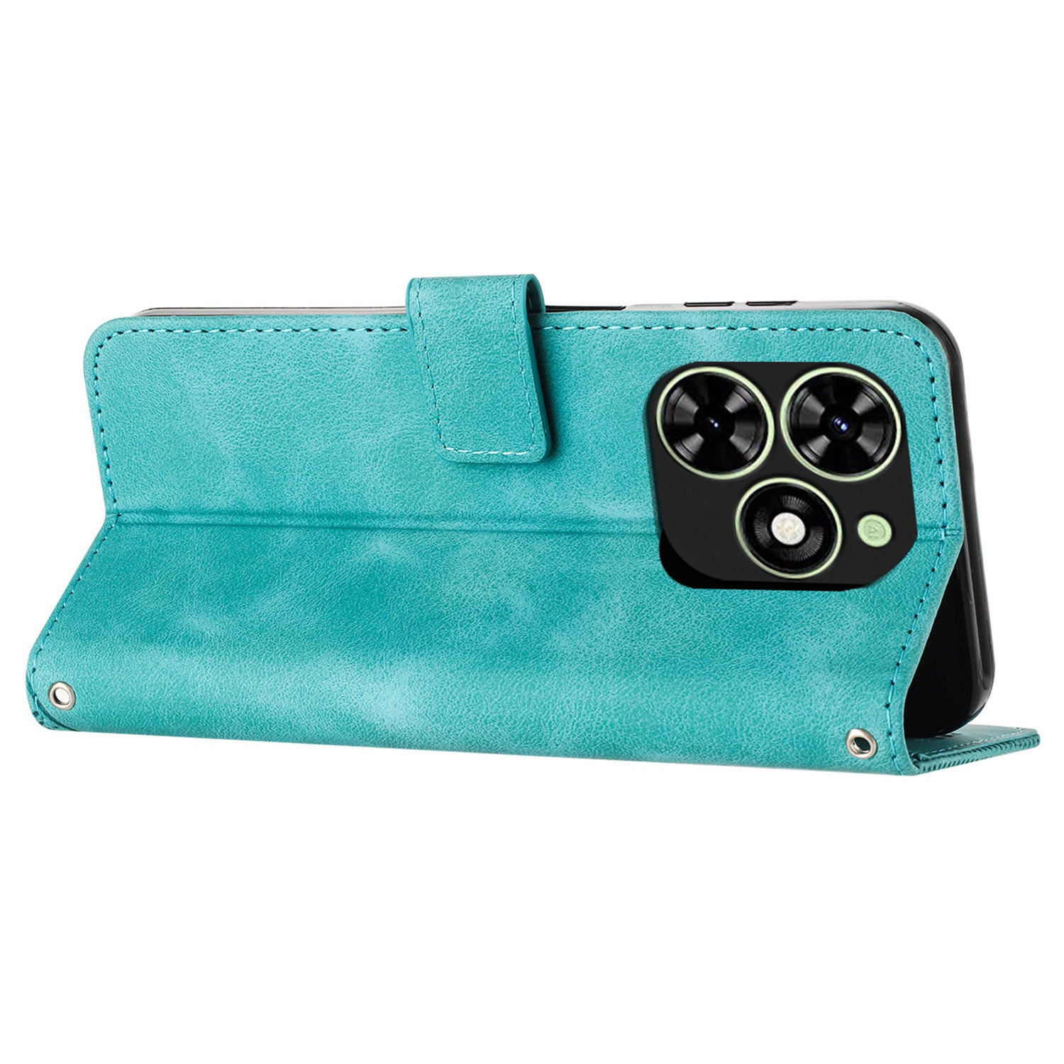 For Transsion Tecno Spark Go 2024 4G / Spark 20C / Pop 8 Case Triangle Pattern PU Leather Phone Cover Card Slots - Green