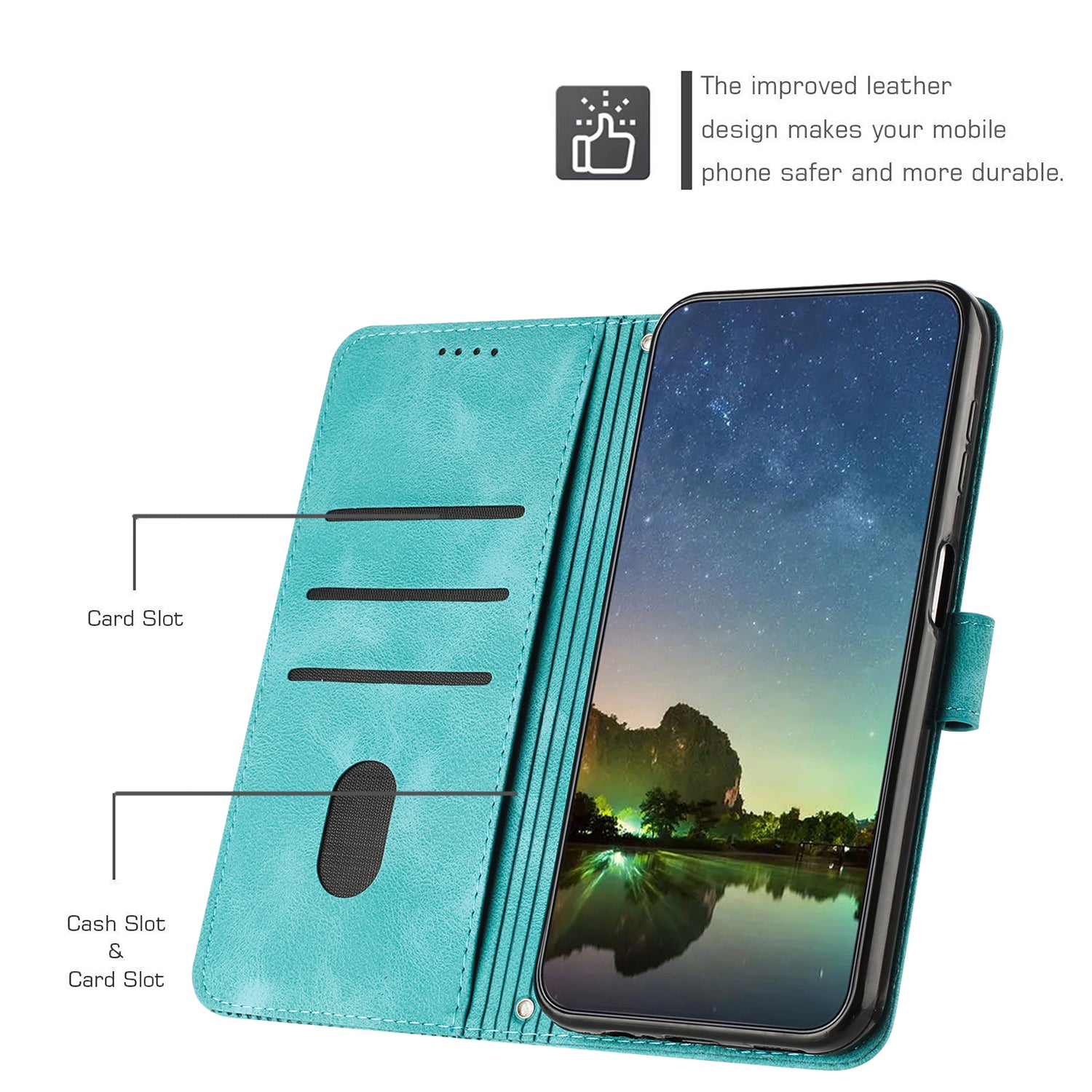 For Samsung Galaxy A35 5G Case Wallet PU Leather Cell Phone Stand Cover Shell - Green