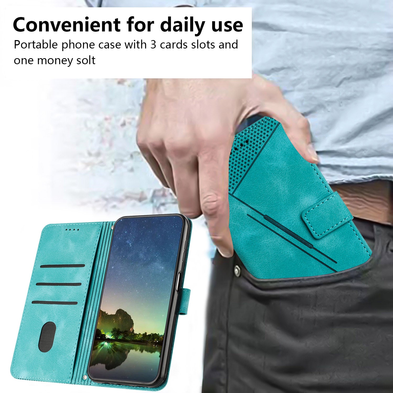 For Samsung Galaxy A35 5G Case Wallet PU Leather Cell Phone Stand Cover Shell - Green