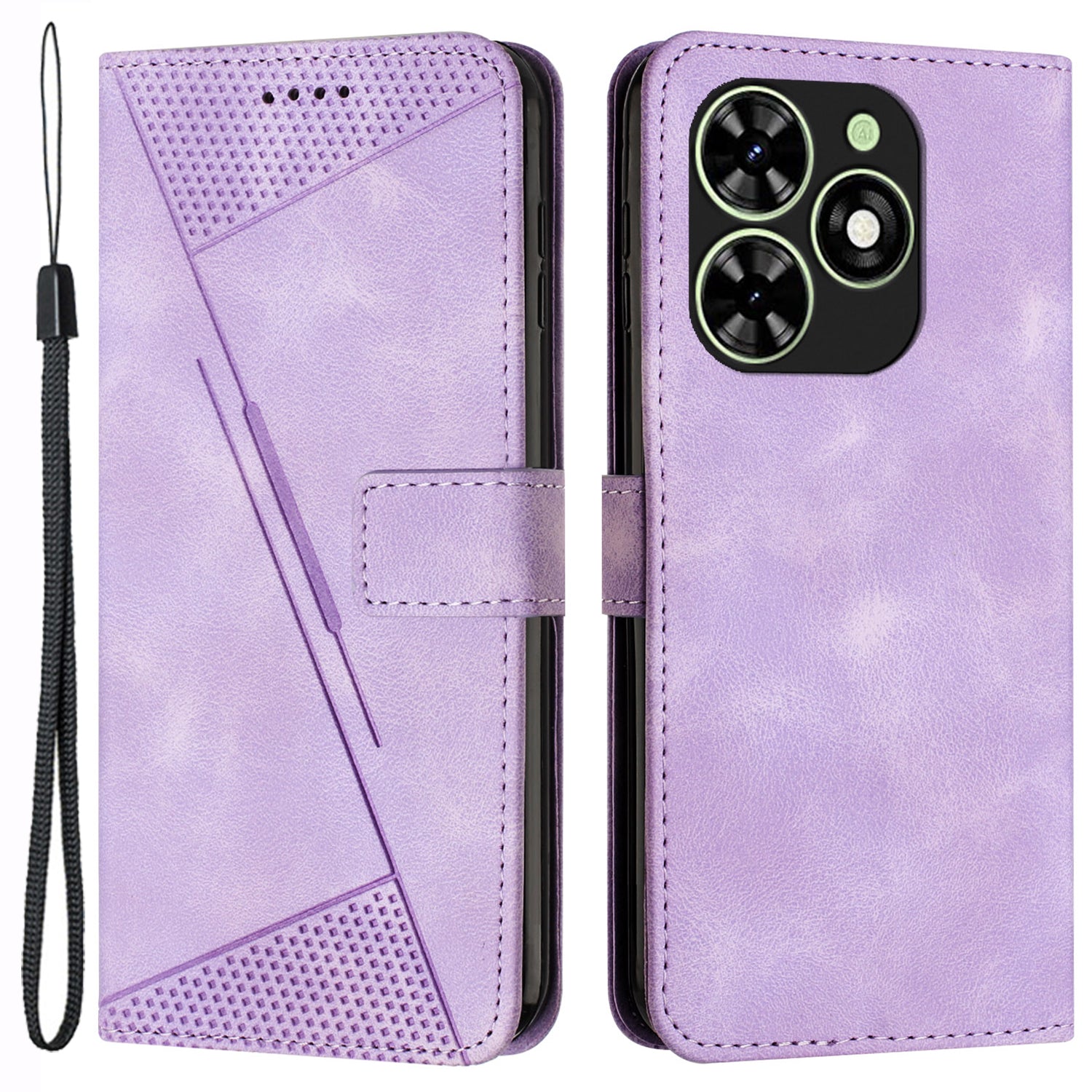For Transsion Infinix Smart 8 4G PU Leather Case Folio Bookstytle Phone Cover with Strap - Purple