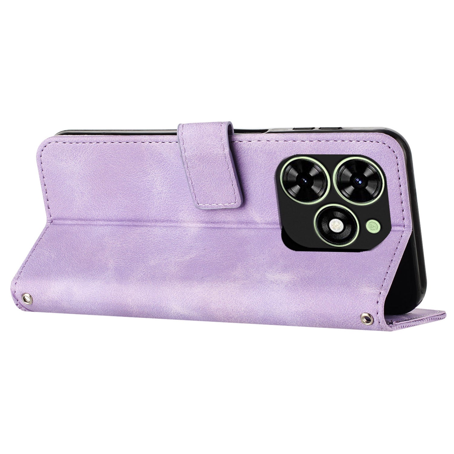 For Transsion Infinix Smart 8 4G PU Leather Case Folio Bookstytle Phone Cover with Strap - Purple