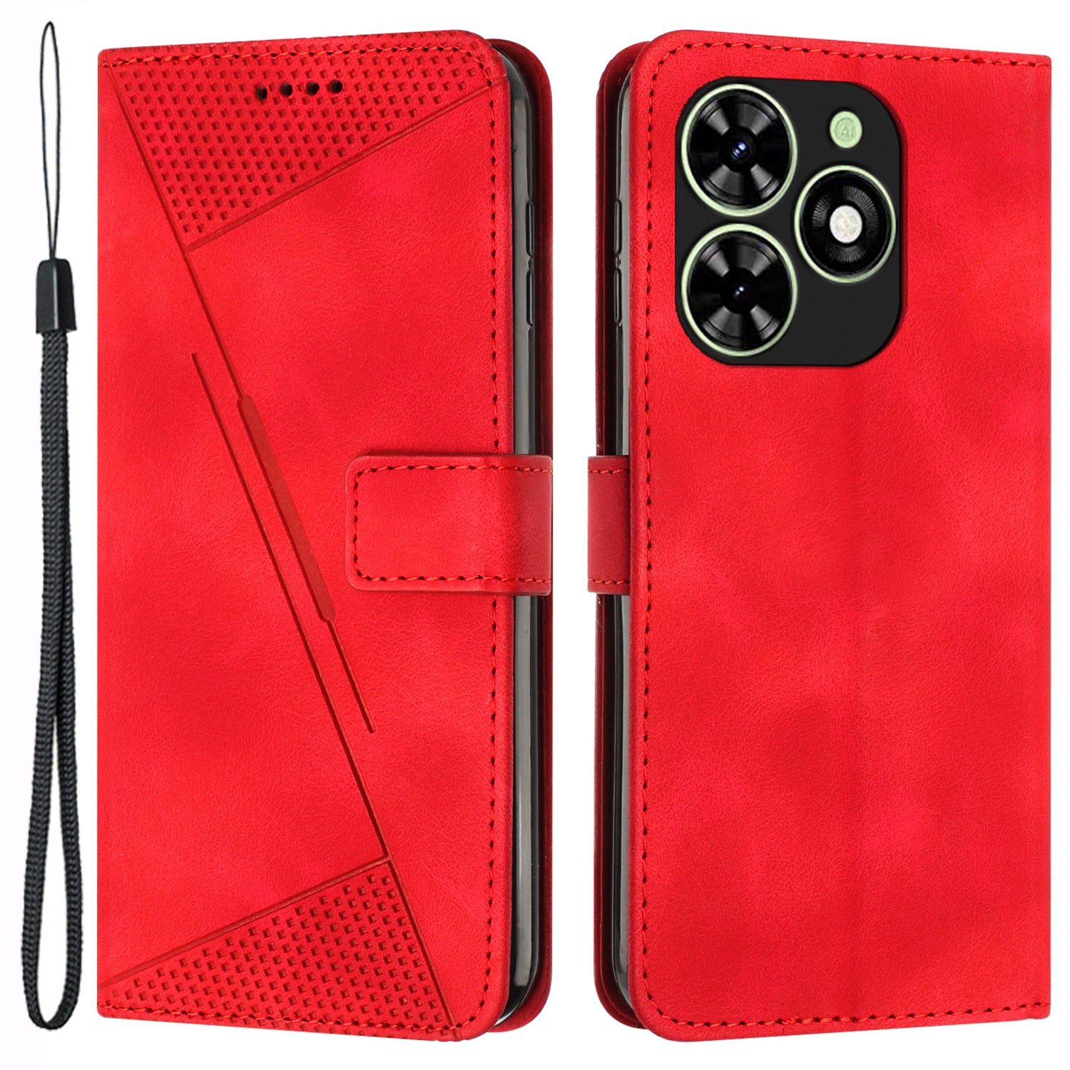 For Transsion Infinix Smart 8 4G PU Leather Case Folio Bookstytle Phone Cover with Strap - Purple