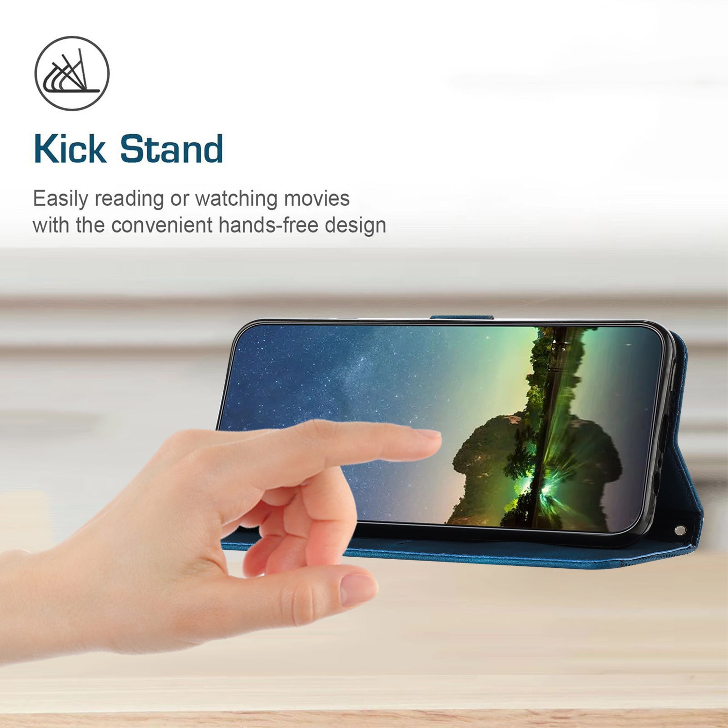 For Samsung Galaxy A55 5G Leather Flip Wallet Case Magnetic Card Slots Phone Cover - Sapphire