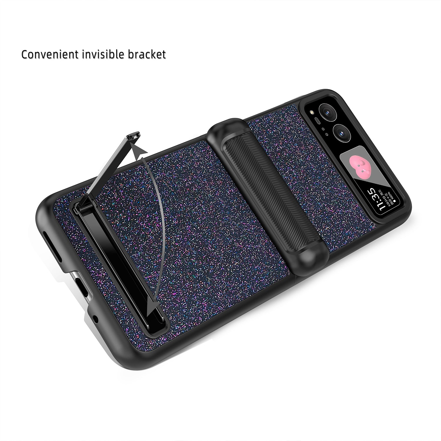 For Motorola Razr 40 5G Kickstand Phone Case Hinge Protection with Rear Screen Film - Black