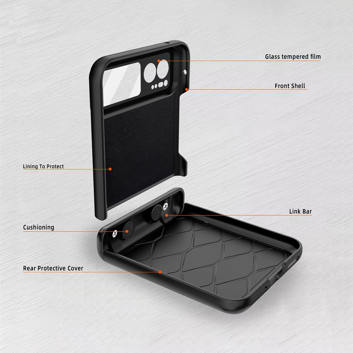 For Motorola Razr 40 5G Kickstand Phone Case Hinge Protection with Rear Screen Film - Black