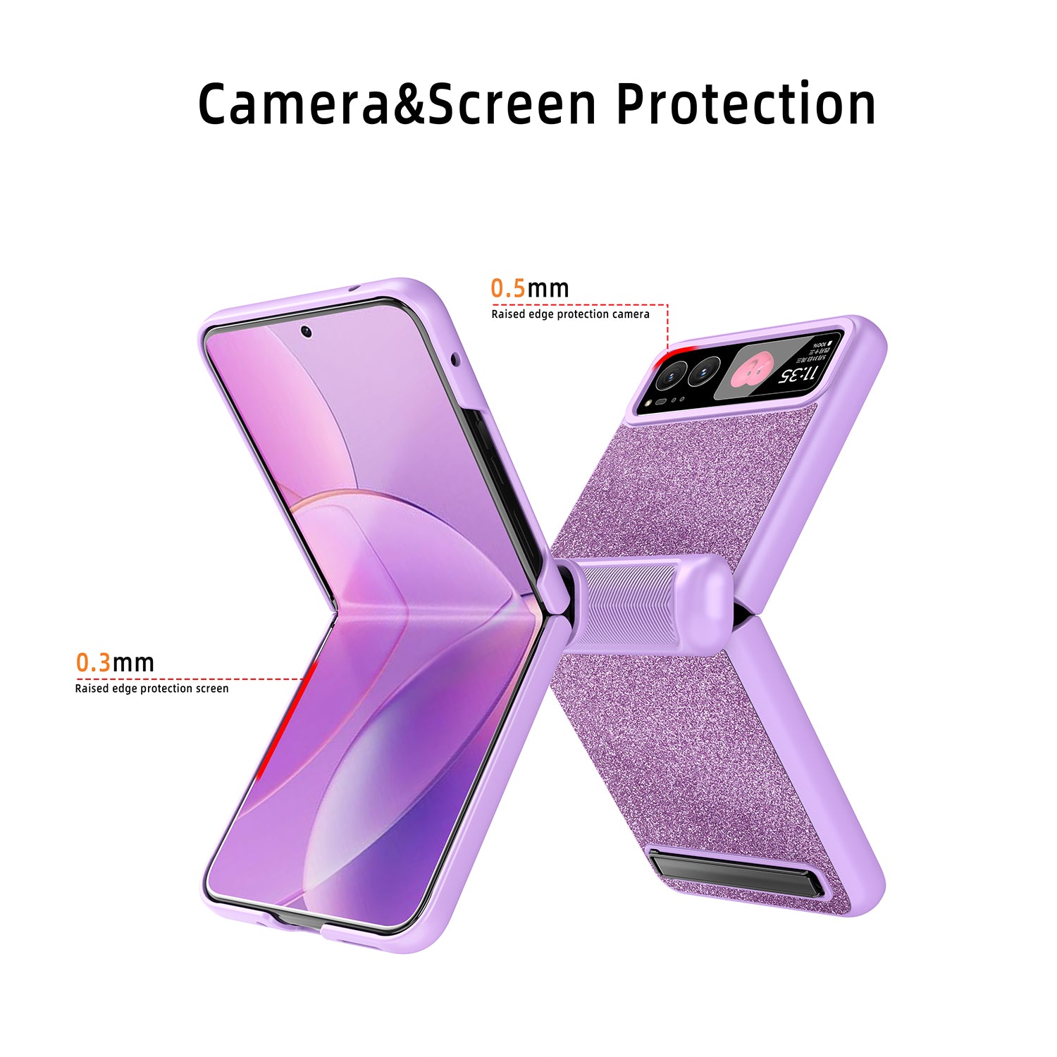 For Motorola Razr 40 5G Kickstand Phone Case Hinge Protection with Rear Screen Film - Black