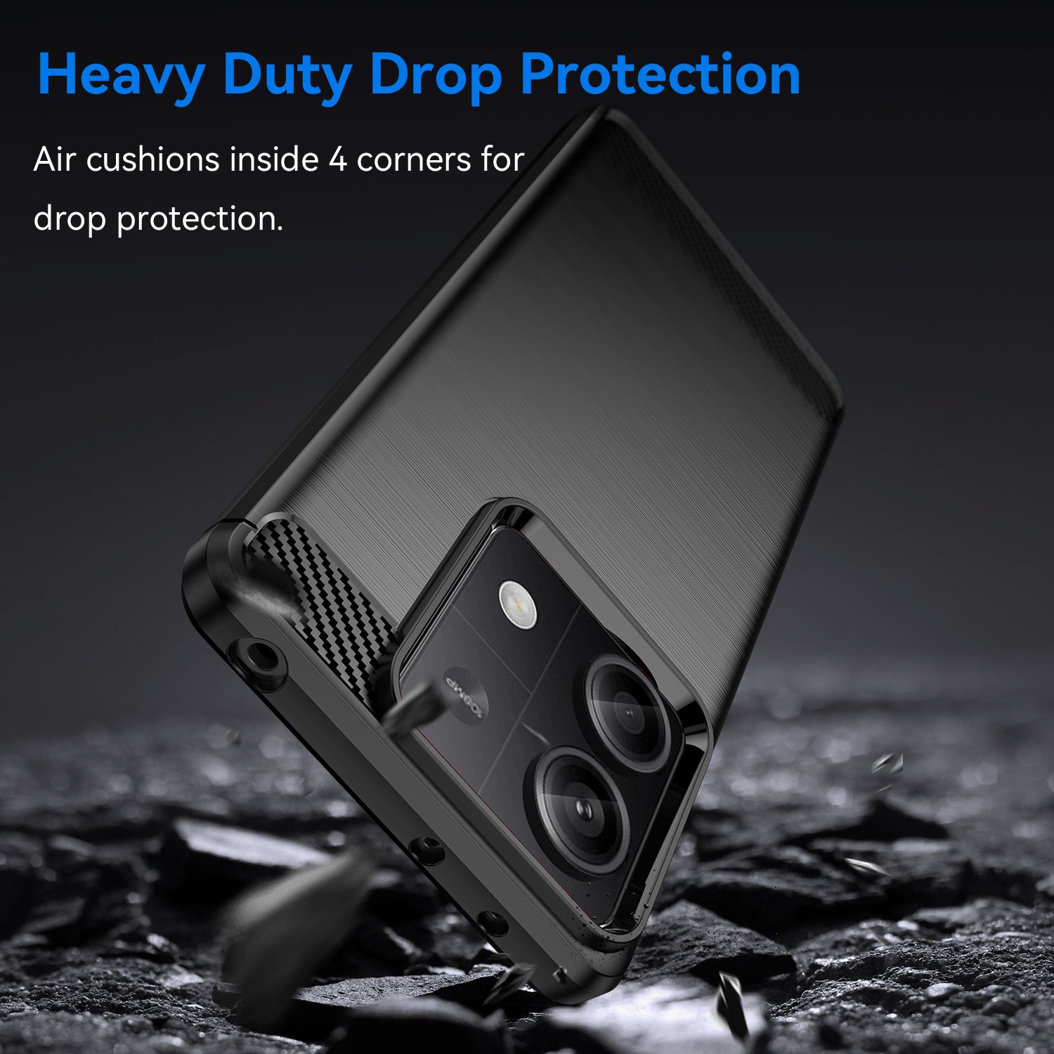 For Xiaomi Redmi Note 13 5G Cell Phone Shell Case TPU Carbon Fiber Texture Shell Cover - Black