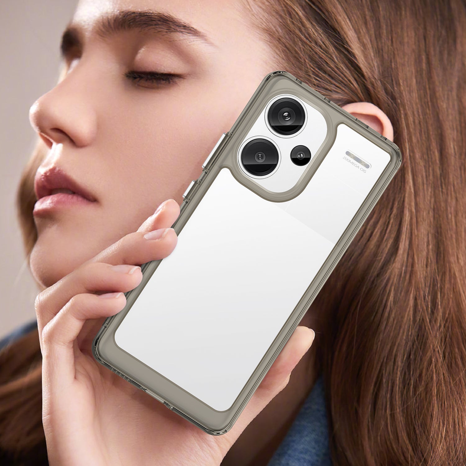 For Xiaomi Redmi Note 13 Pro+ 5G Phone Case TPU + Acrylic Cover Colorful Frame - Transparent Grey