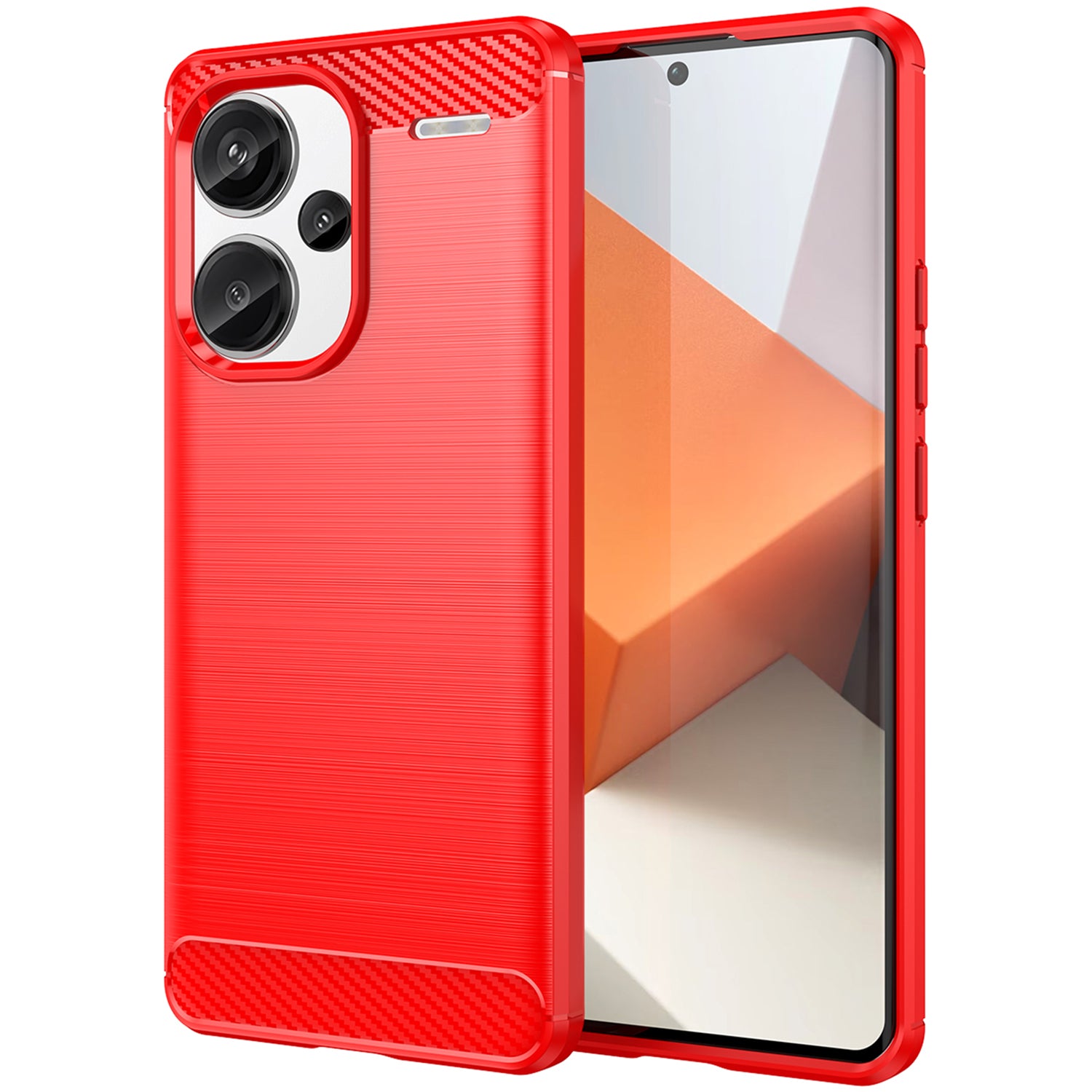 Phone Cover for Xiaomi Redmi Note 13 Pro+ 5G Case TPU Carbon Fiber Texture Phone Shell - Black