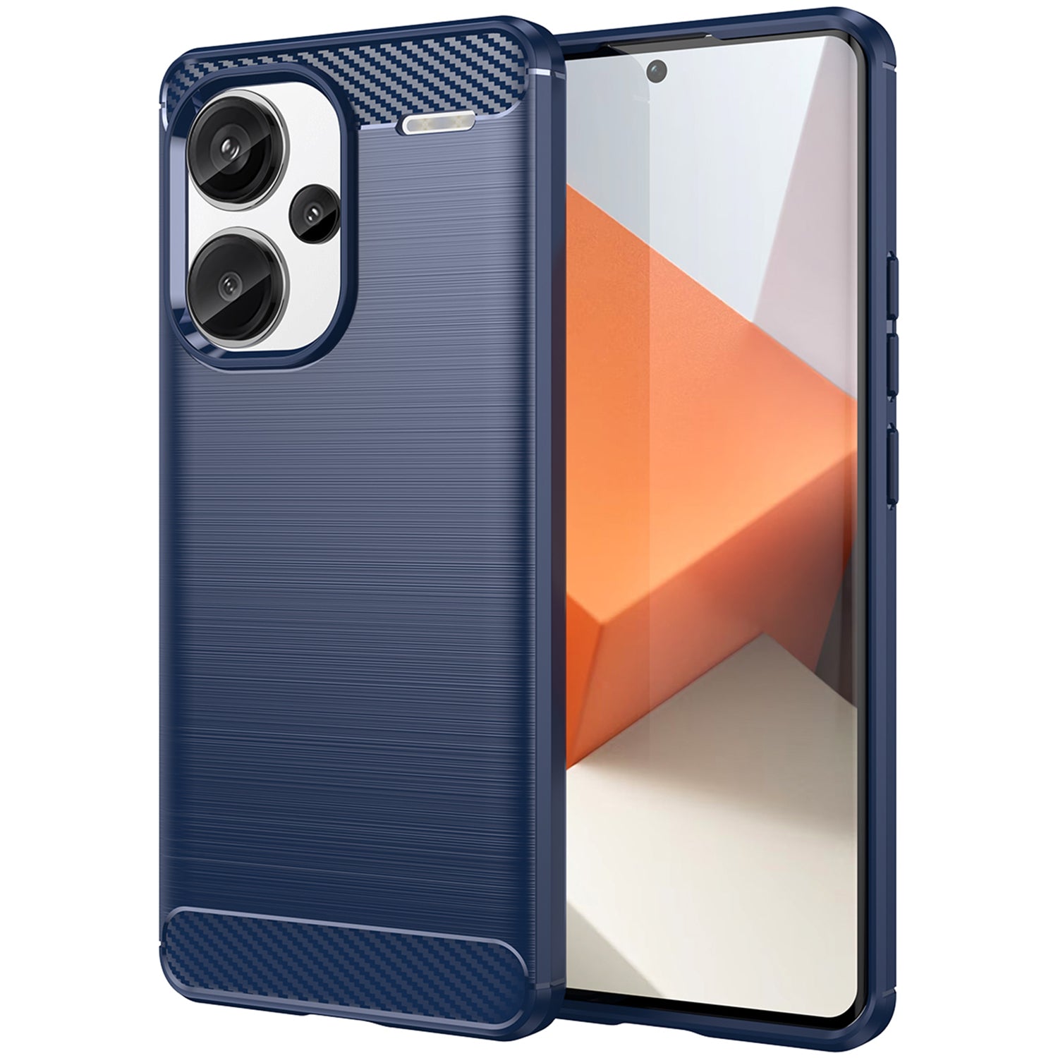 Phone Cover for Xiaomi Redmi Note 13 Pro+ 5G Case TPU Carbon Fiber Texture Phone Shell - Black