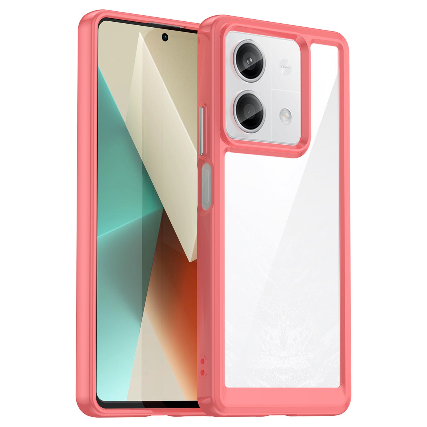 For Xiaomi Redmi Note 13 5G Phone Case Colorful TPU Frame+Acrylic Clear Back - Black