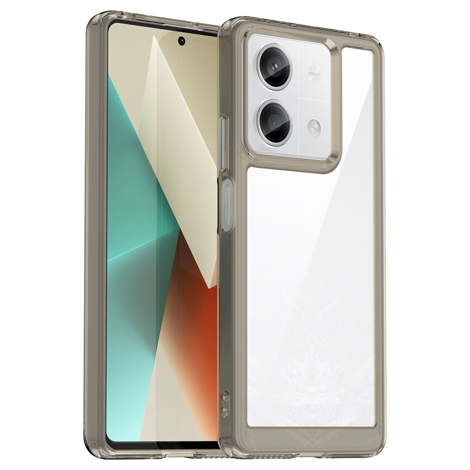 For Xiaomi Redmi Note 13 5G Phone Case Colorful TPU Frame+Acrylic Clear Back - Black