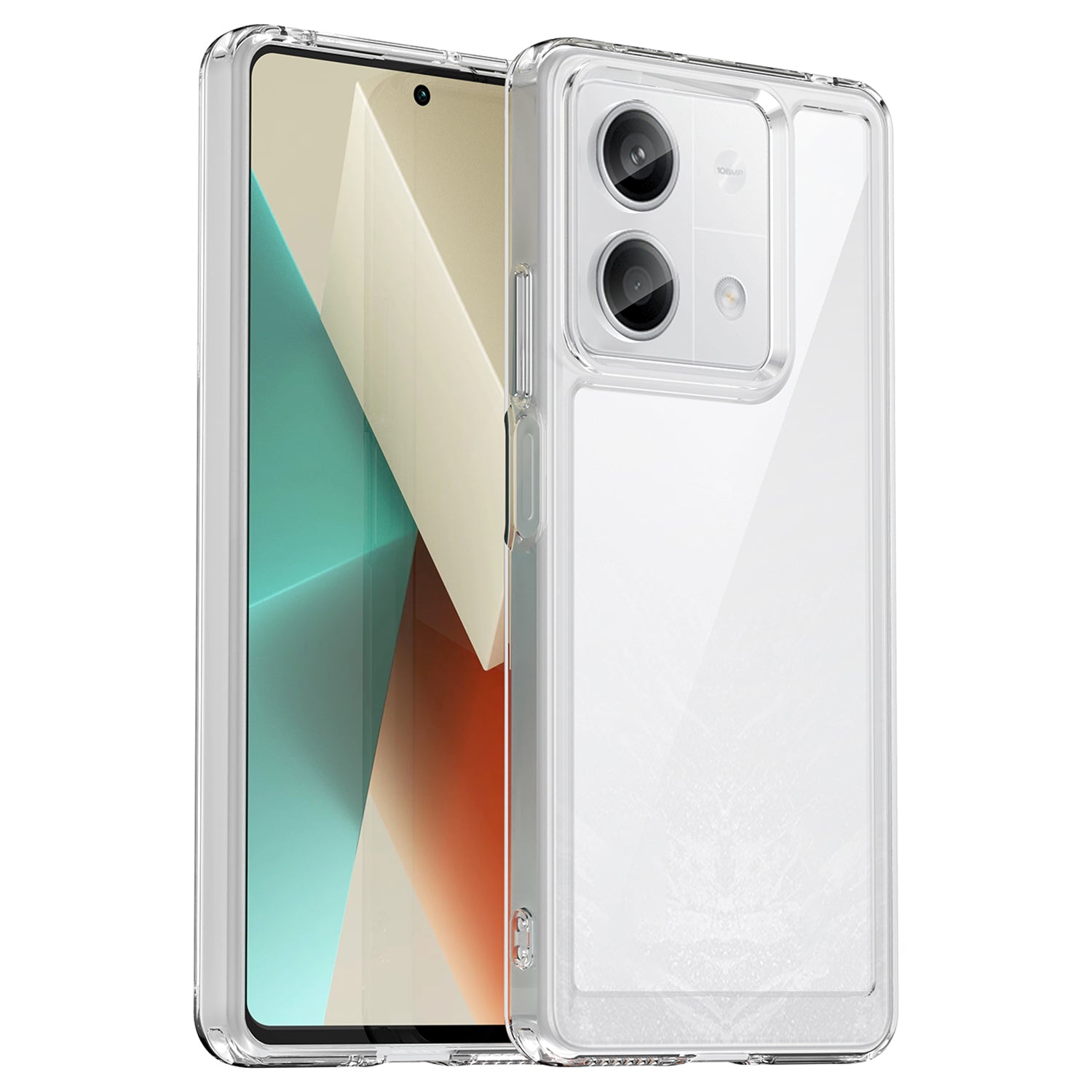 For Xiaomi Redmi Note 13 5G Phone Case Colorful TPU Frame+Acrylic Clear Back - Black