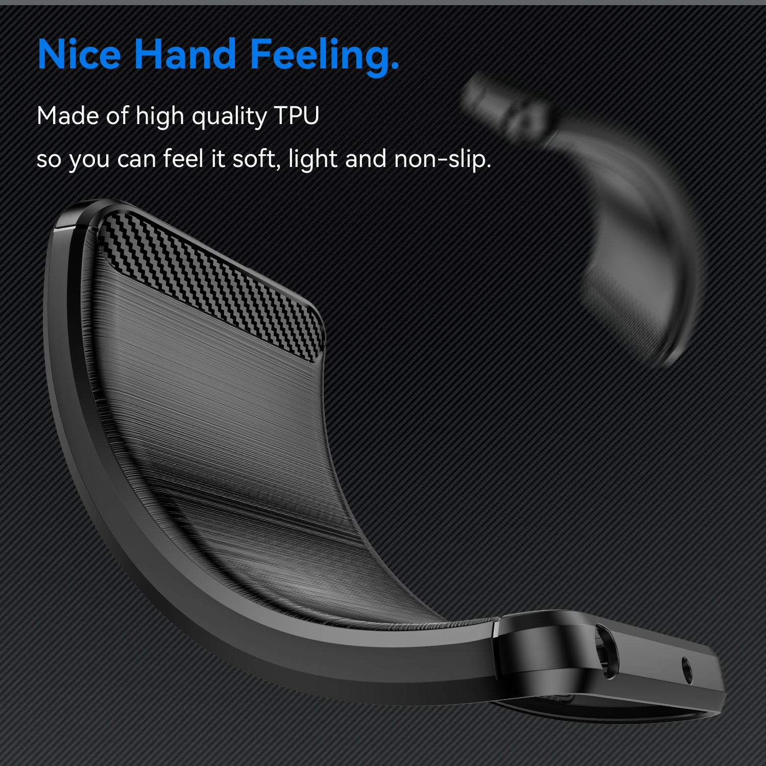 For Realme V50s 5G Case Shockproof Carbon Fiber Texture TPU Cell Phone Cover - Black