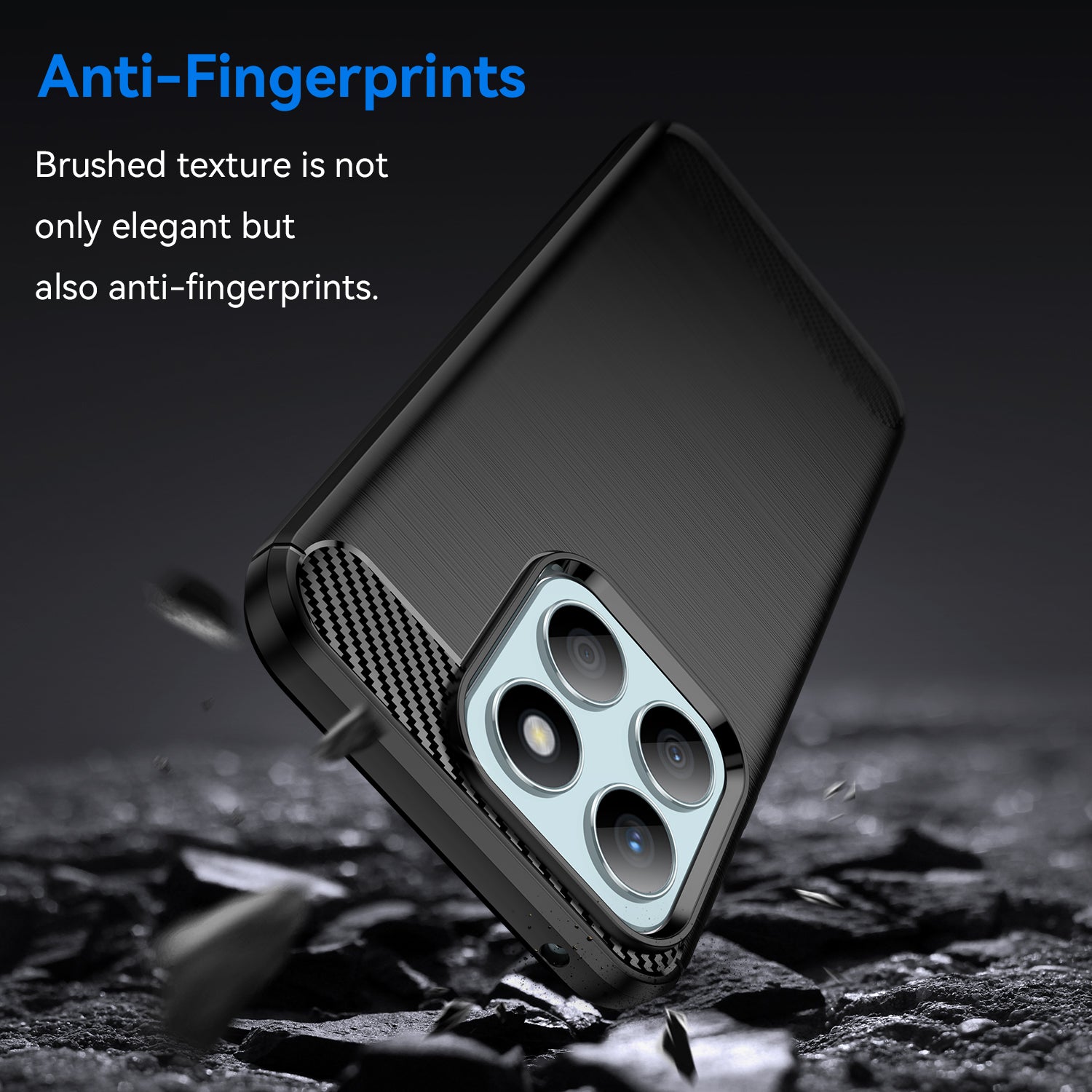 Phone Cover for Honor X8b 4G TPU Case Anti-Scratch Carbon Fiber Texture - Black