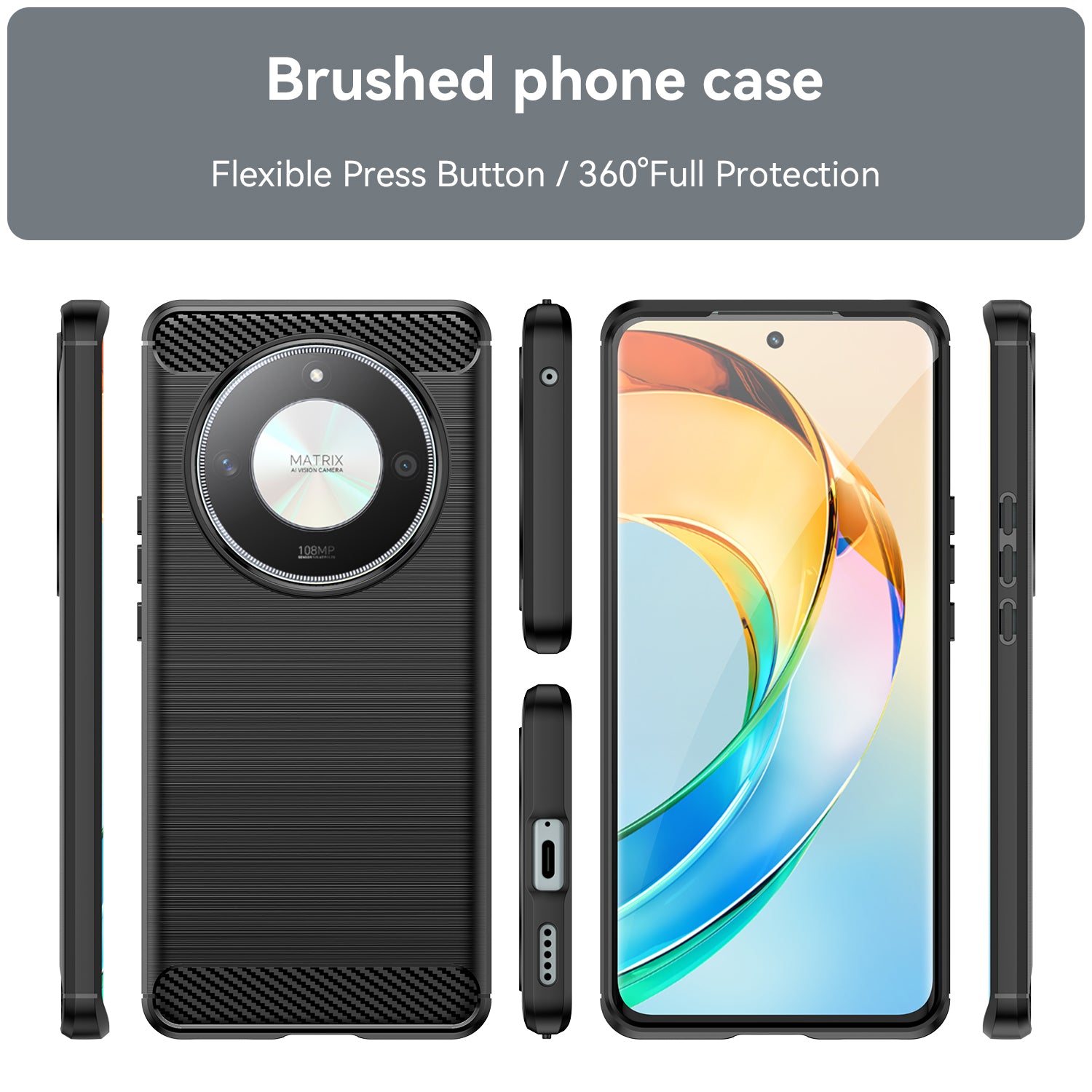 For Honor Magic6 Lite 5G / X9b 5G Carbon Fiber Texture Case Anti-Dust TPU Phone Cover - Black