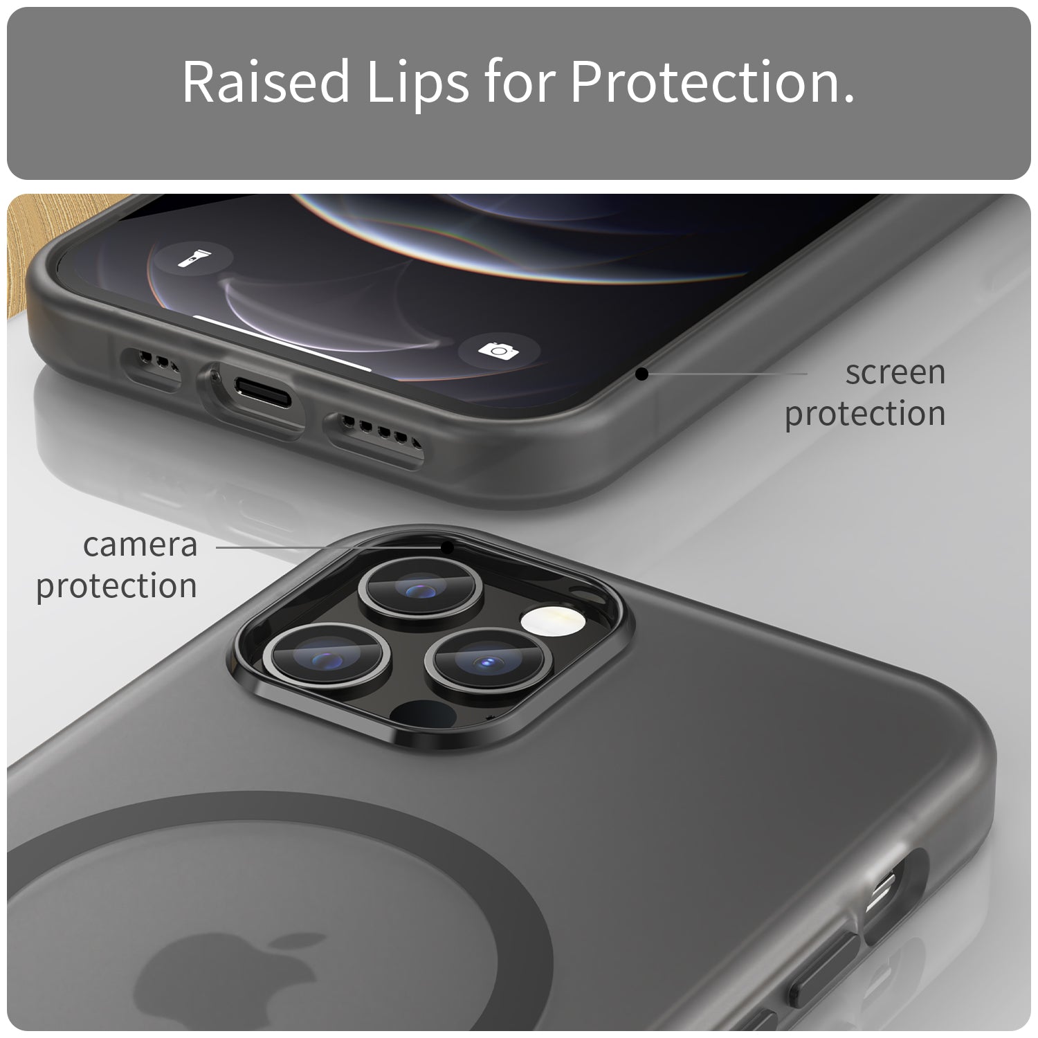 For iPhone 12 Pro 6.1 inch / 12 6.1 inch Translucent Matte Cover TPU + PC Phone Case Compatible with MagSafe - Black