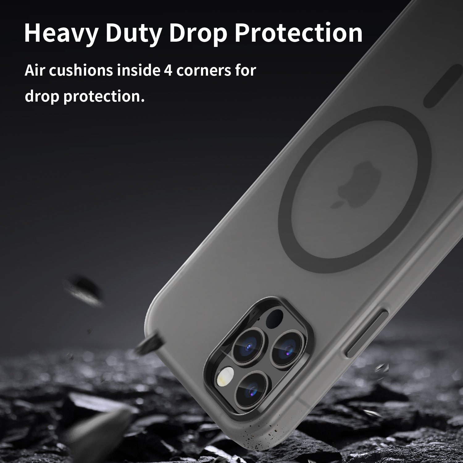 For iPhone 12 Pro 6.1 inch / 12 6.1 inch Translucent Matte Cover TPU + PC Phone Case Compatible with MagSafe - Black