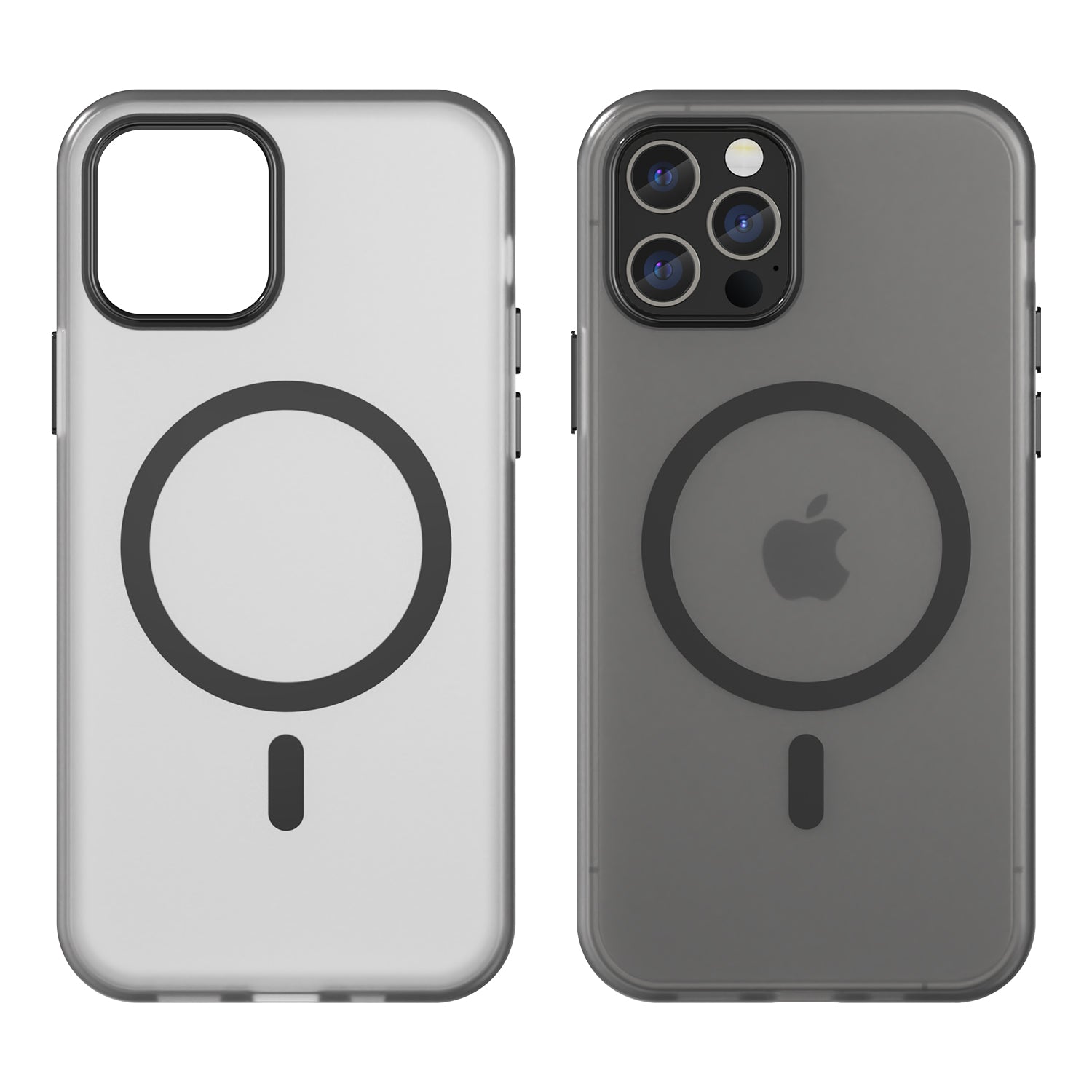 For iPhone 12 Pro 6.1 inch / 12 6.1 inch Translucent Matte Cover TPU + PC Phone Case Compatible with MagSafe - Black