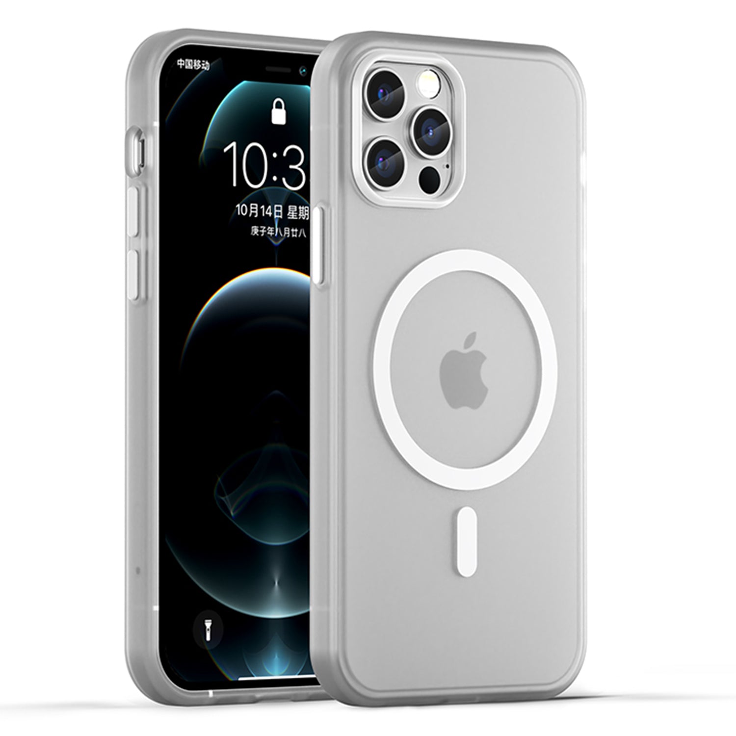 For iPhone 12 Pro 6.1 inch / 12 6.1 inch Translucent Matte Cover TPU + PC Phone Case Compatible with MagSafe - Black