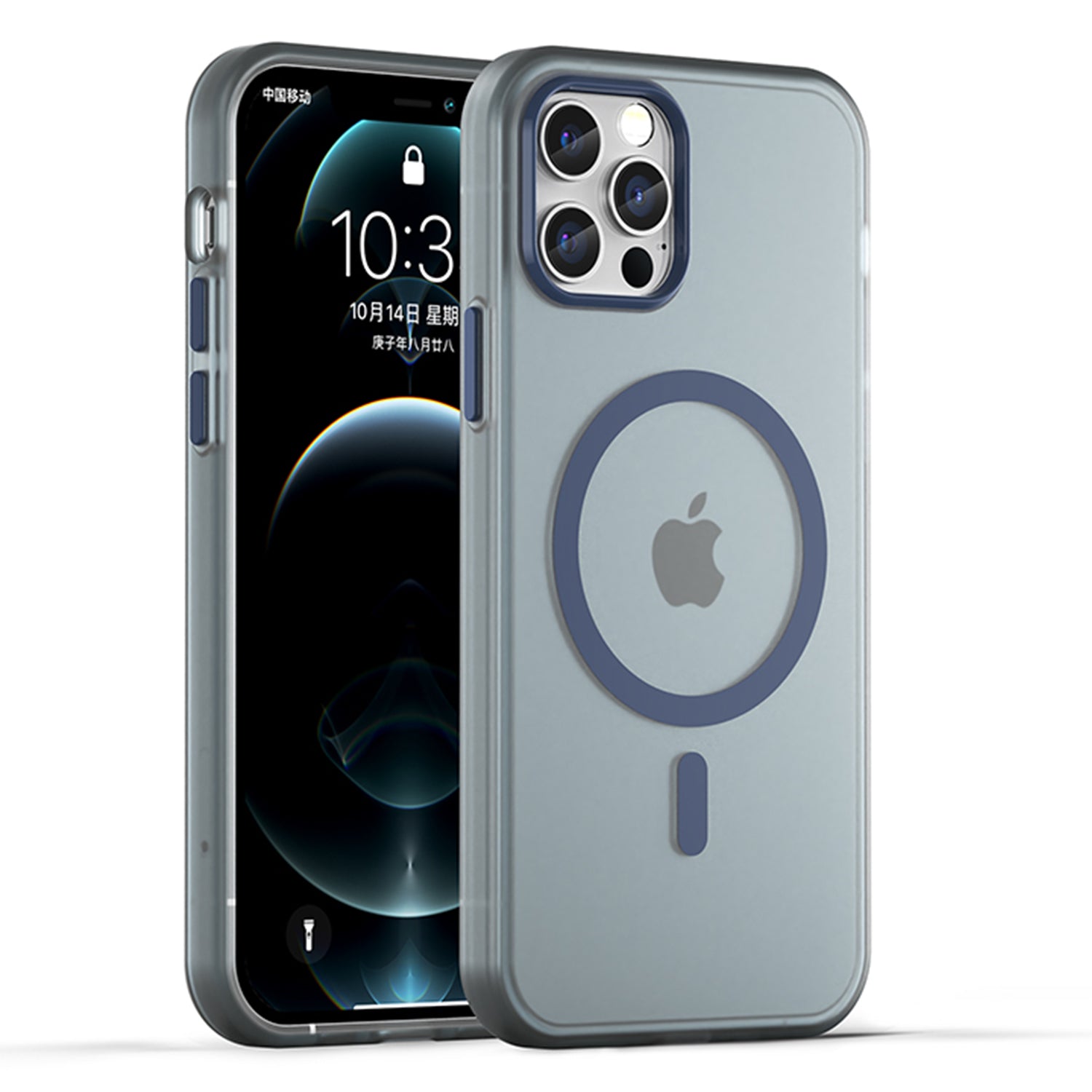 For iPhone 12 Pro 6.1 inch / 12 6.1 inch Translucent Matte Cover TPU + PC Phone Case Compatible with MagSafe - Black