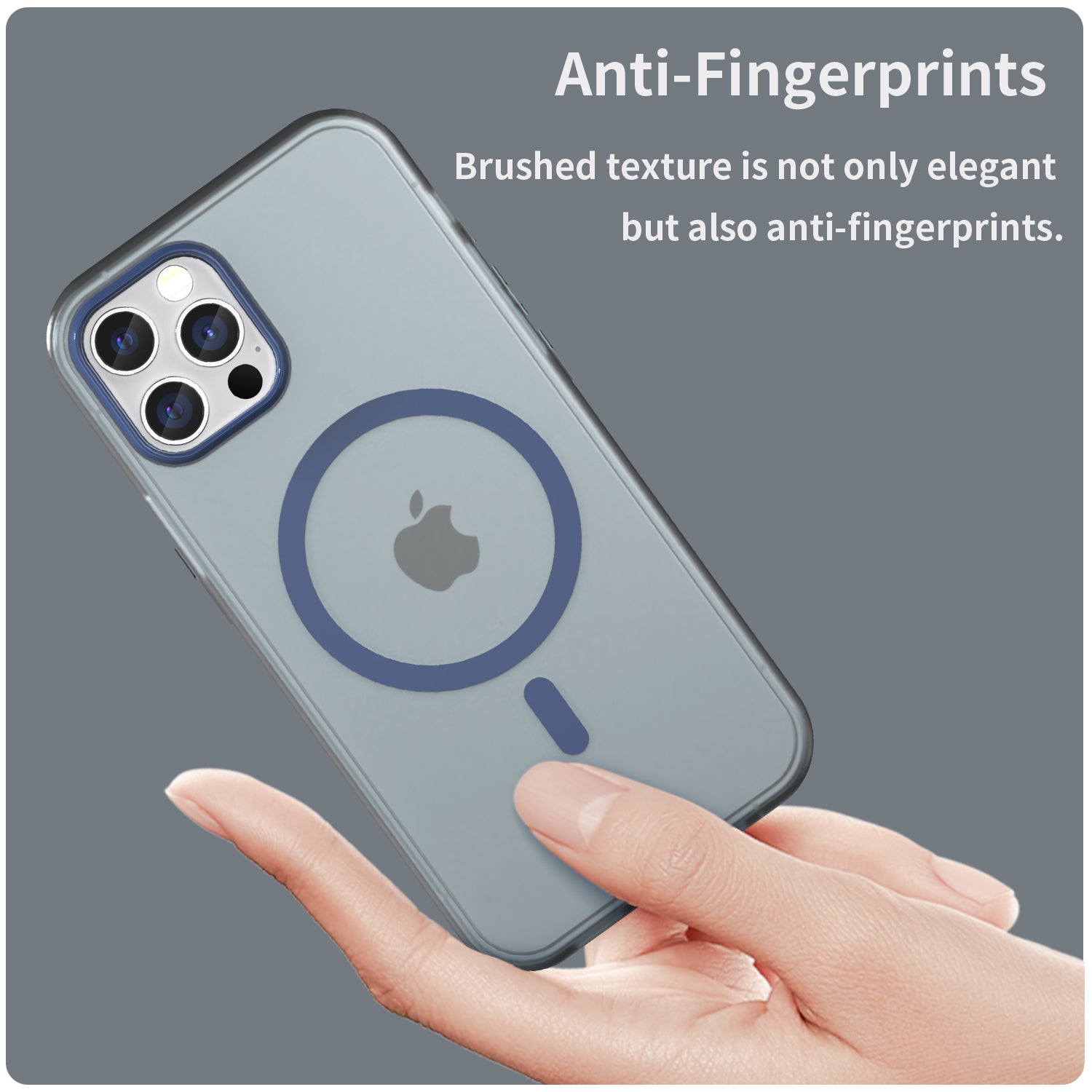 For iPhone 12 Pro Max 6.7 inch Magnetic Case Translucent Matte TPU + PC Phone Cover Compatible with MagSafe - Dark Blue