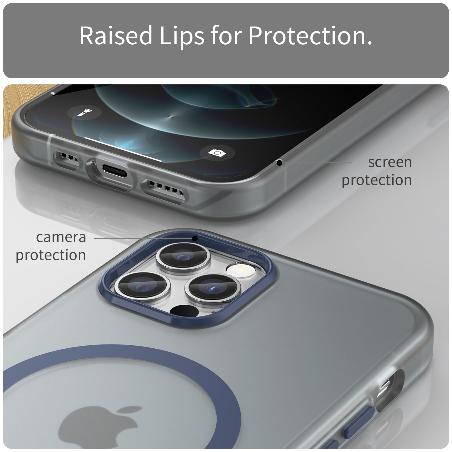 For iPhone 12 Pro Max 6.7 inch Magnetic Case Translucent Matte TPU + PC Phone Cover Compatible with MagSafe - Dark Blue