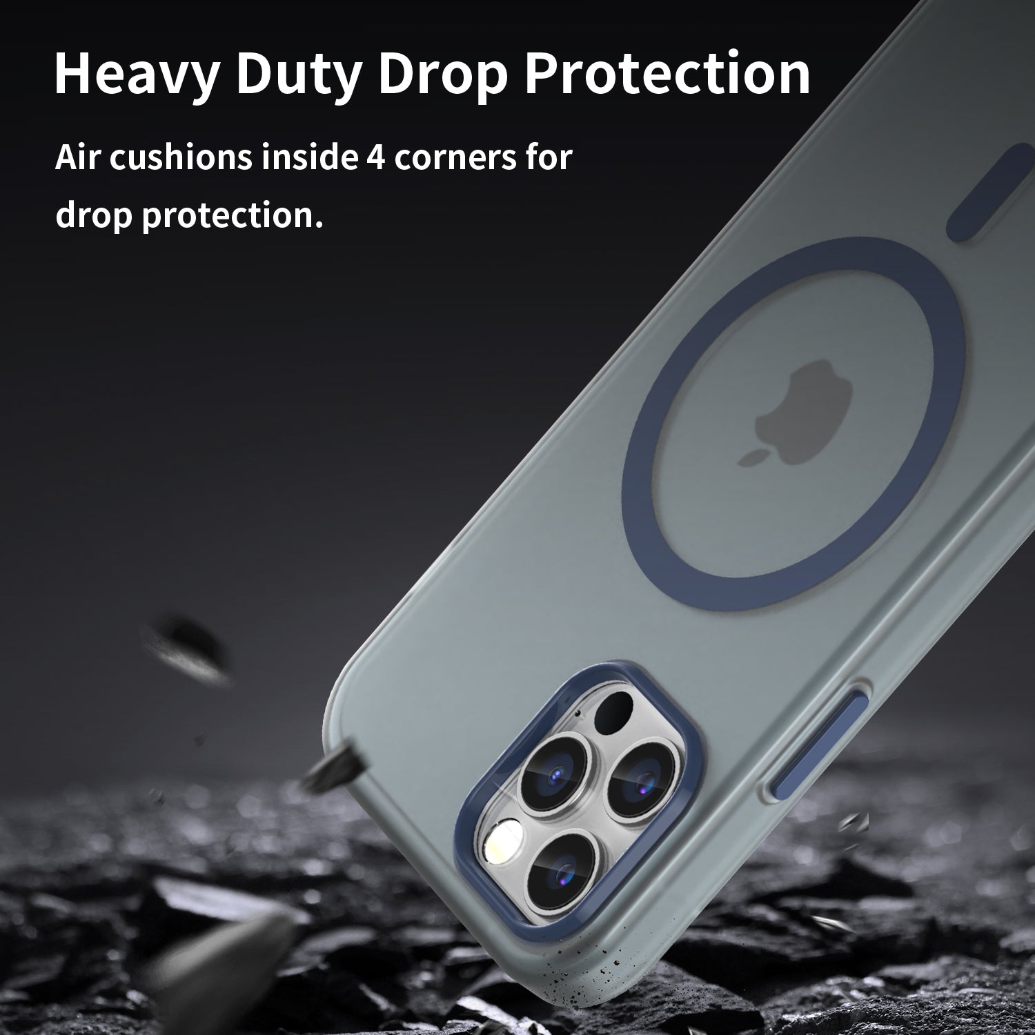 For iPhone 12 Pro Max 6.7 inch Magnetic Case Translucent Matte TPU + PC Phone Cover Compatible with MagSafe - Dark Blue