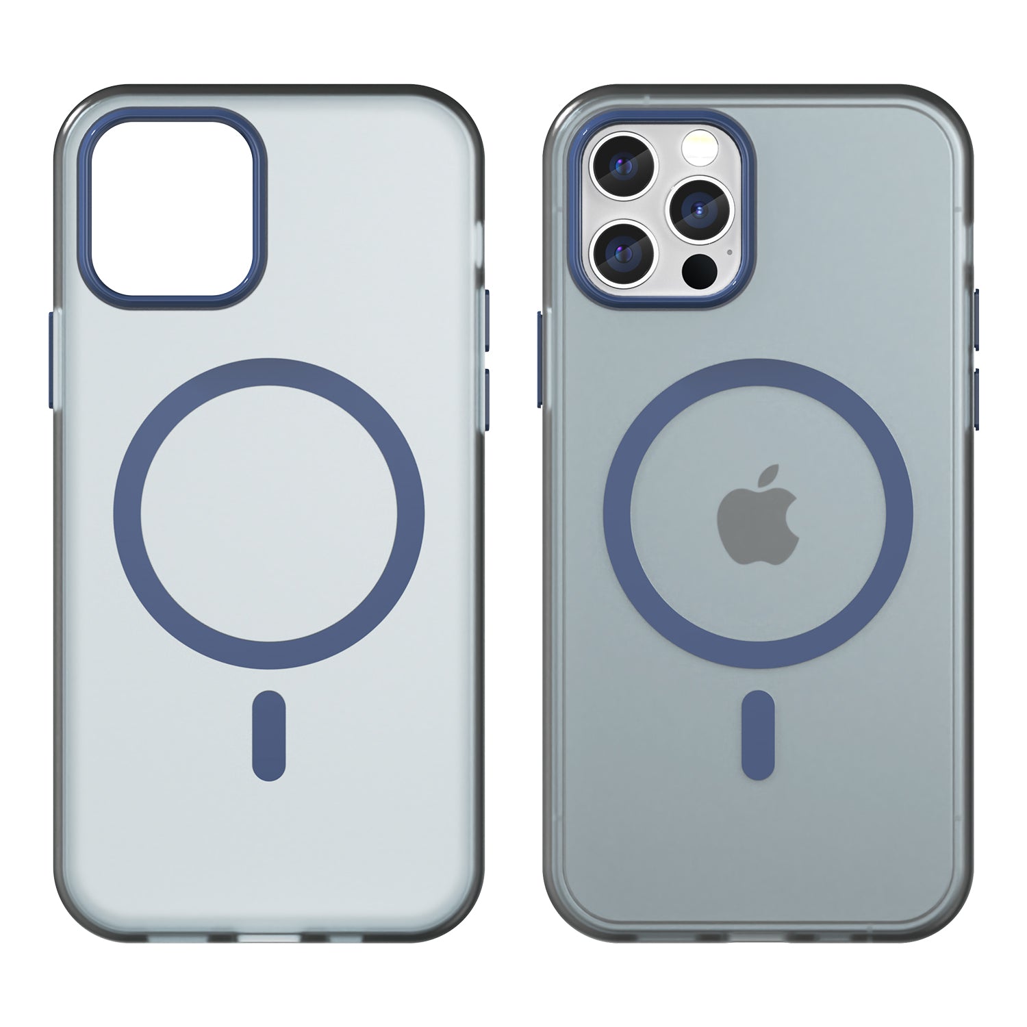 For iPhone 12 Pro Max 6.7 inch Magnetic Case Translucent Matte TPU + PC Phone Cover Compatible with MagSafe - Dark Blue