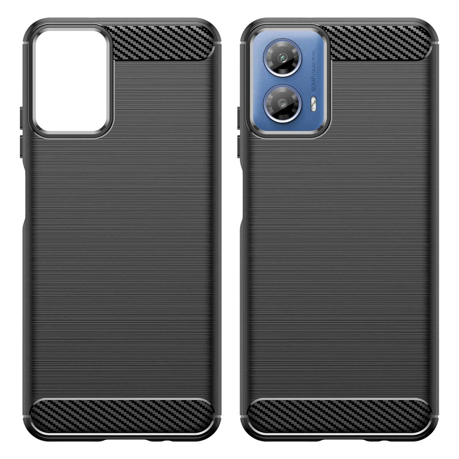 For Motorola Moto G34 5G Brushed TPU Case Carbon Fiber Texture Phone Cover - Black
