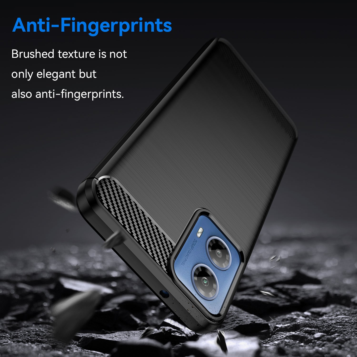 For Motorola Moto G34 5G Brushed TPU Case Carbon Fiber Texture Phone Cover - Black
