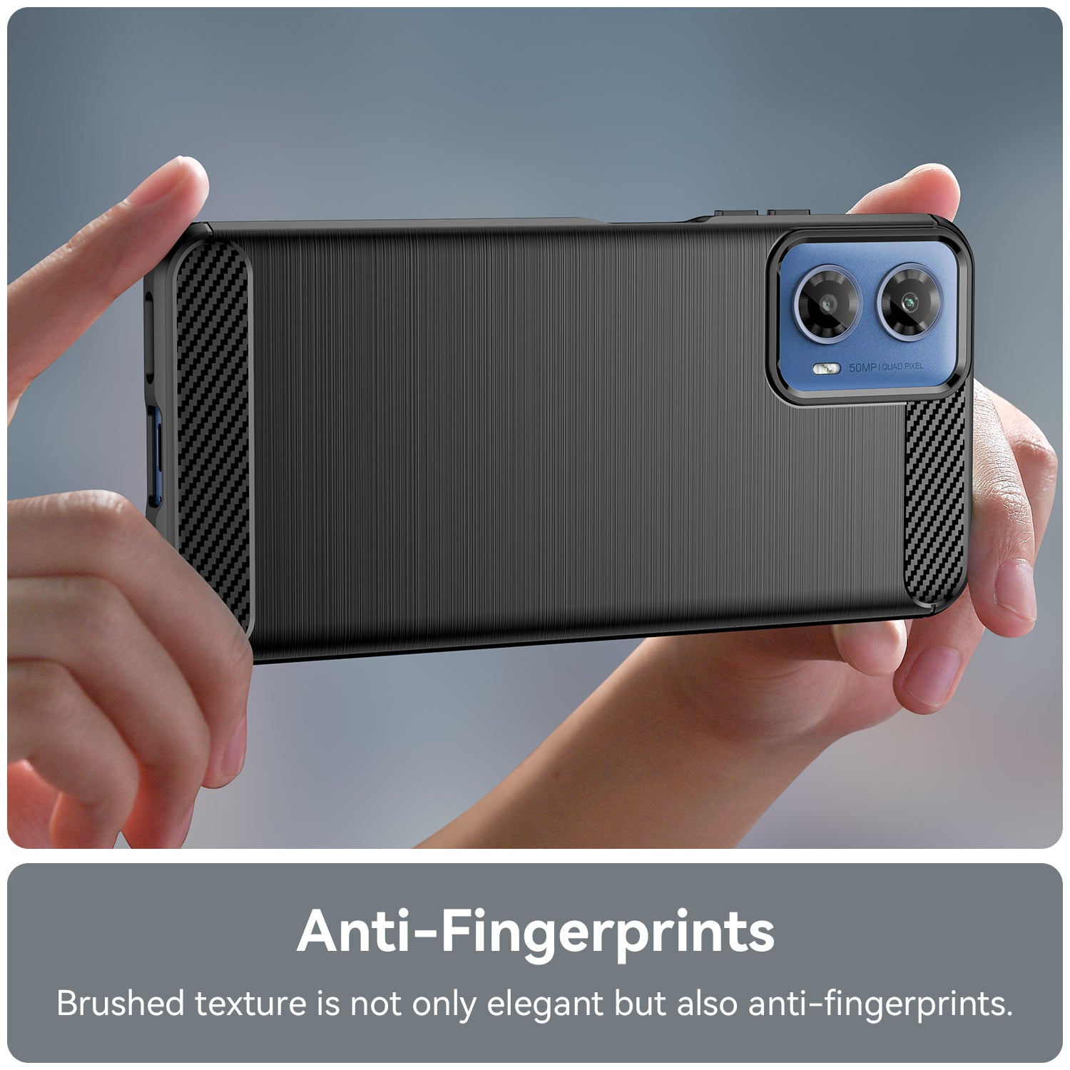 For Motorola Moto G34 5G Brushed TPU Case Carbon Fiber Texture Phone Cover - Black