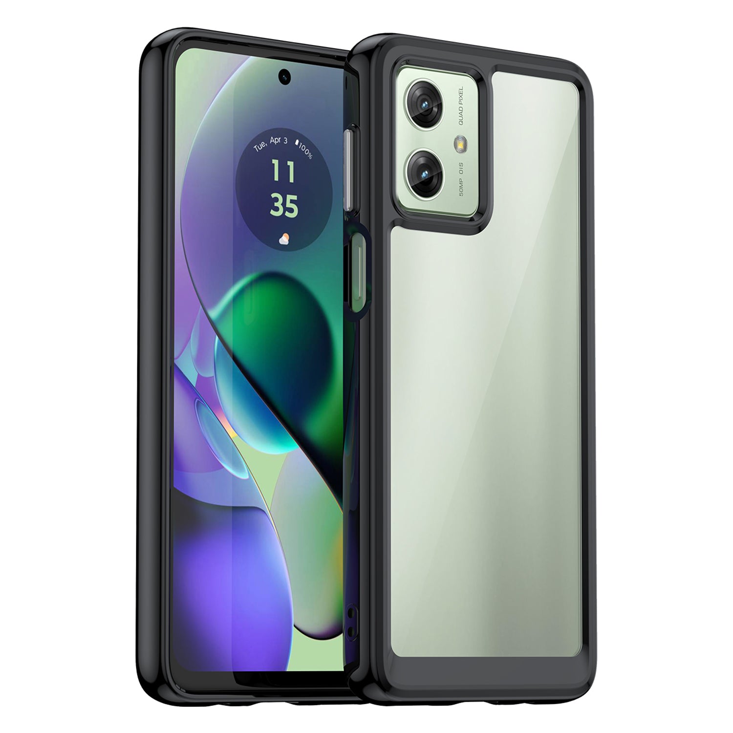 For Motorola Moto G54 5G TPU+Acrylic Case Clear Back Phone Cover - Black