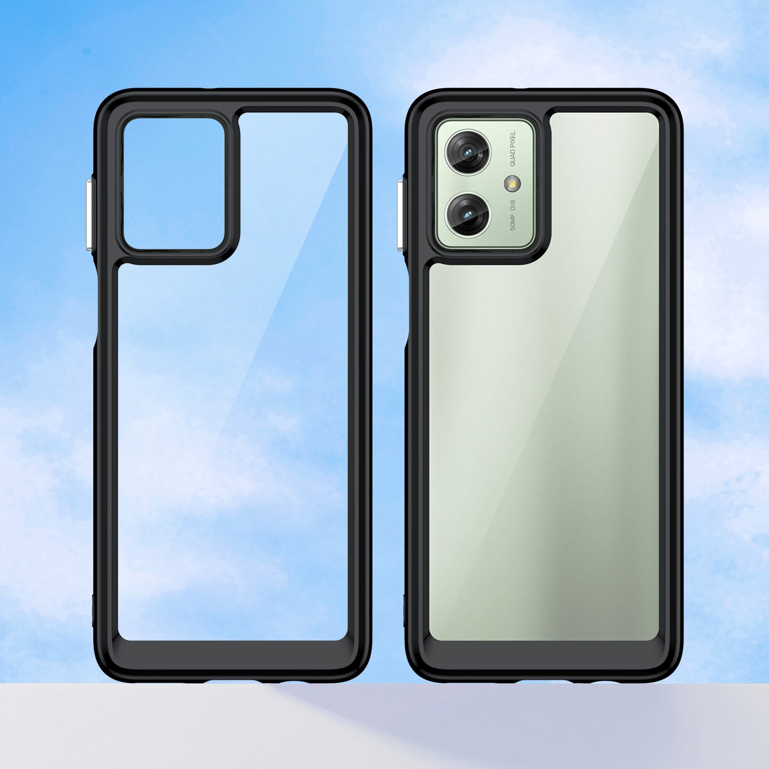 For Motorola Moto G54 5G TPU+Acrylic Case Clear Back Phone Cover - Black