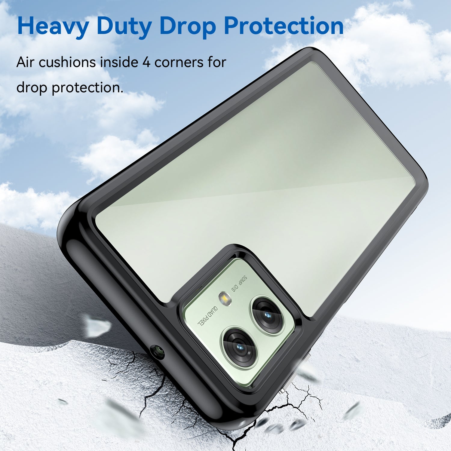 For Motorola Moto G54 5G TPU+Acrylic Case Clear Back Phone Cover - Black